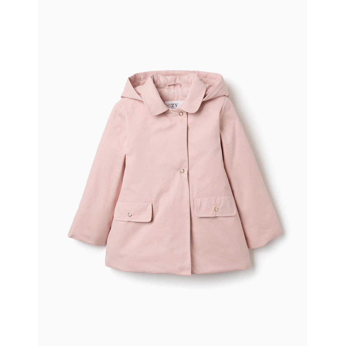 Parka rembourrée avec capuche amovible et poches rose clair, ZIPPY