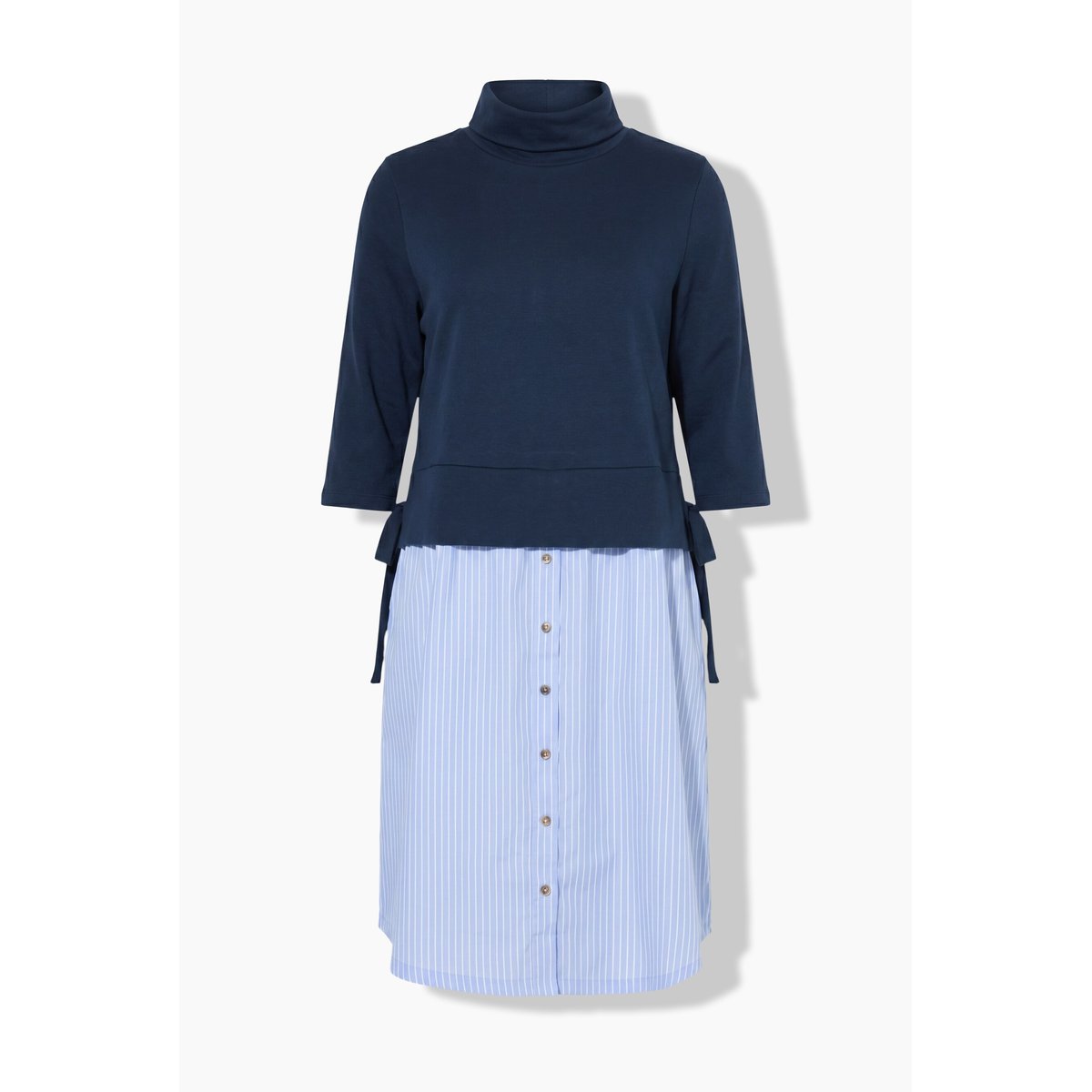 Robe en coton bio, jeu de matières marine, ULLA POPKEN