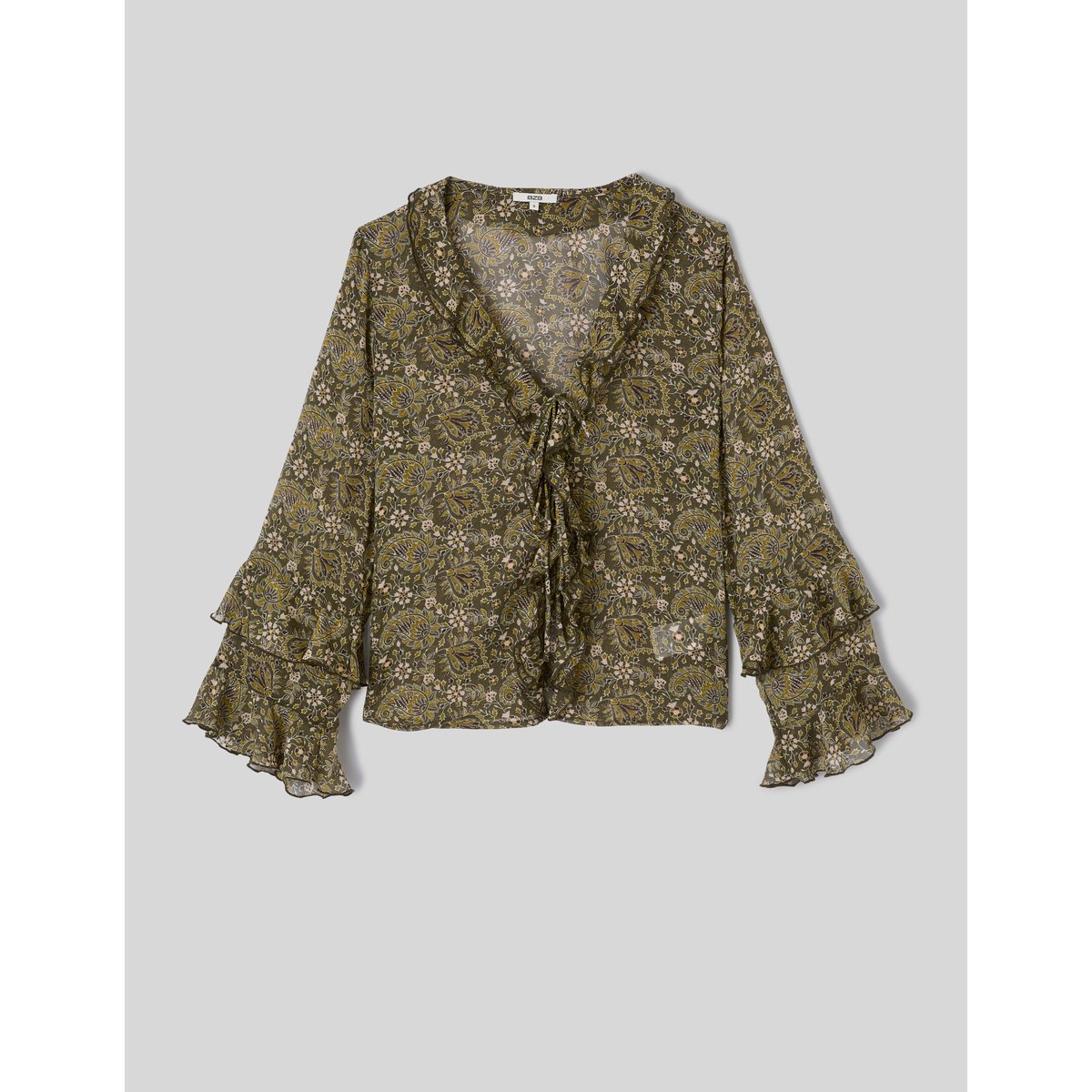 Blouse imprimée volantée multicolore, BZB