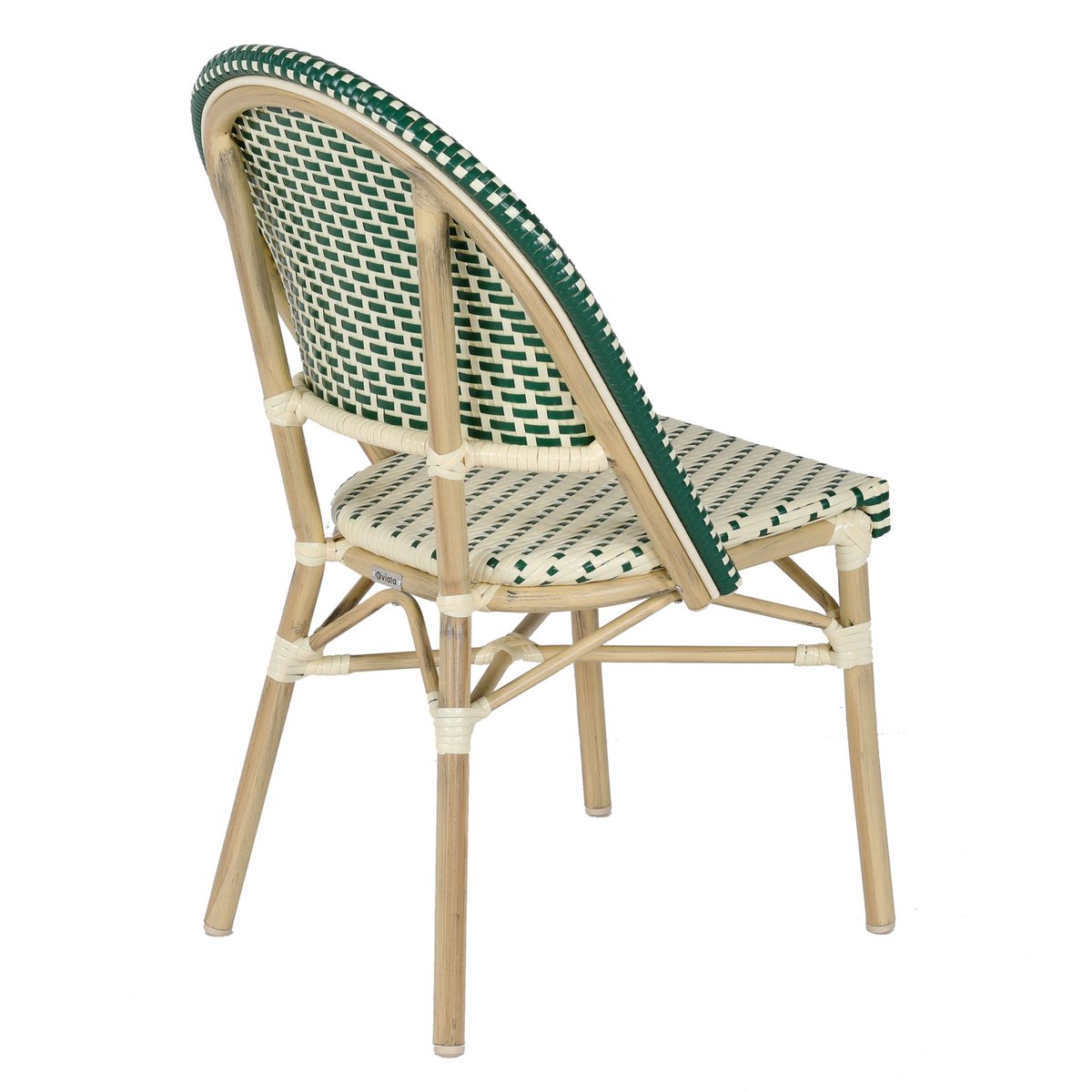 Chaise de terrasse bistrot parisien en aluminium et rotin, MARAIS vert foncé, OVIALA