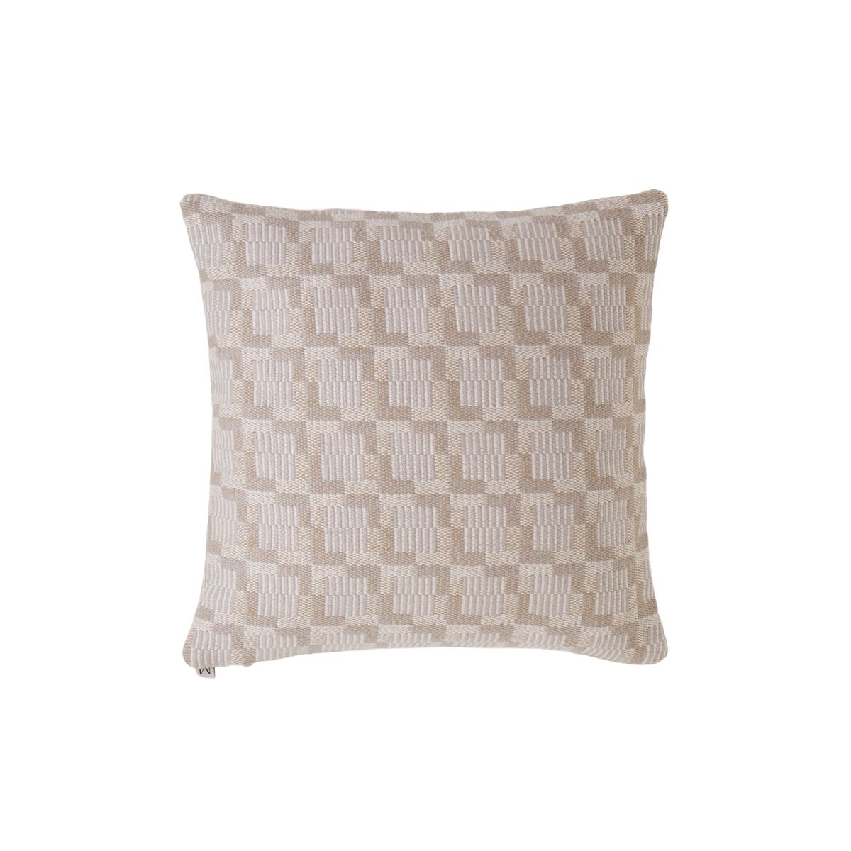 housse de coussin en Jacquard graphique laine et coton VITORIO ivoire et beige cendré, MADURA