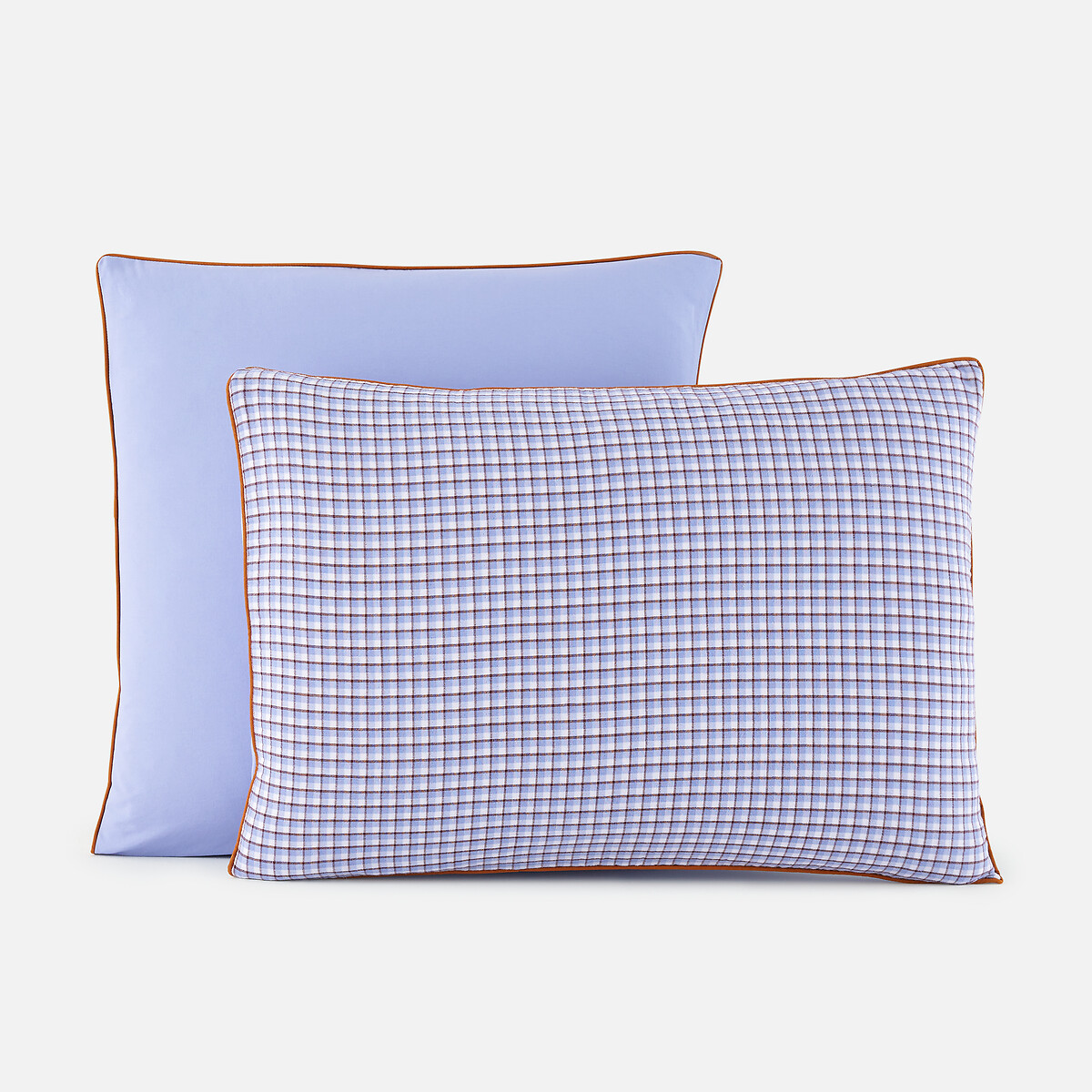 Taie d'oreiller gaze de coton/coton lavé, Ninon vichy bleu, LA REDOUTE INTERIEURS