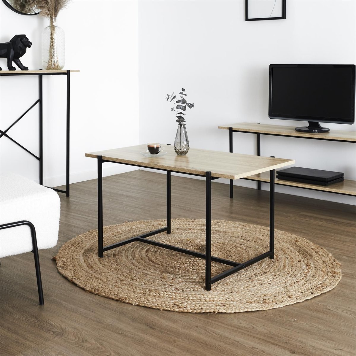 Table basse en bois et métal KALO marron, THE HOME DECO FACTORY