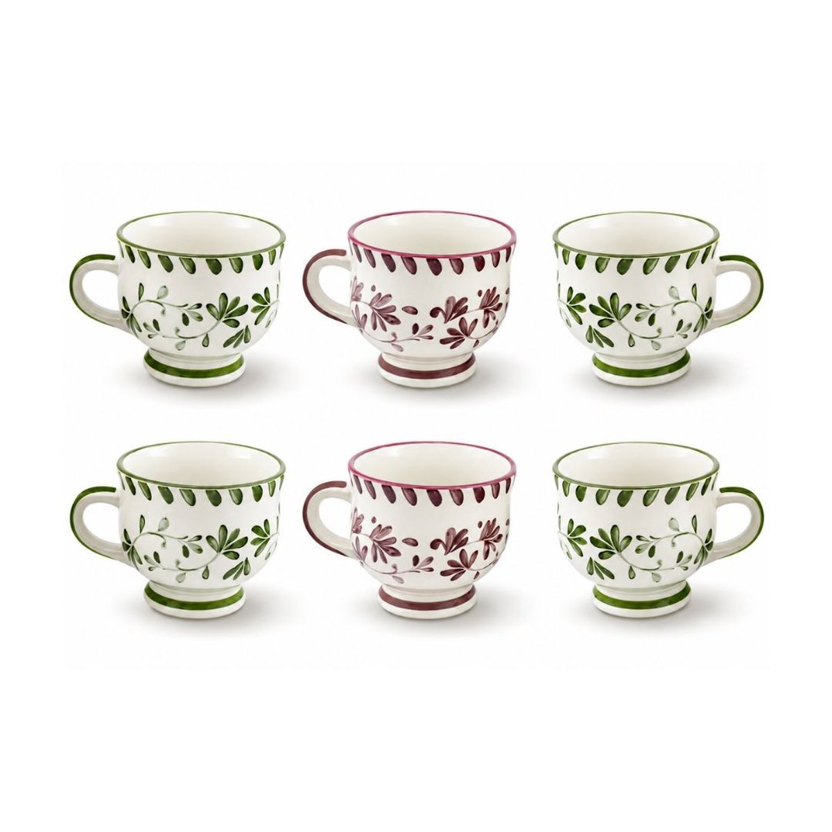 Lot de 6 mugs à pieds, TRATTORIA bleu, ARTIME