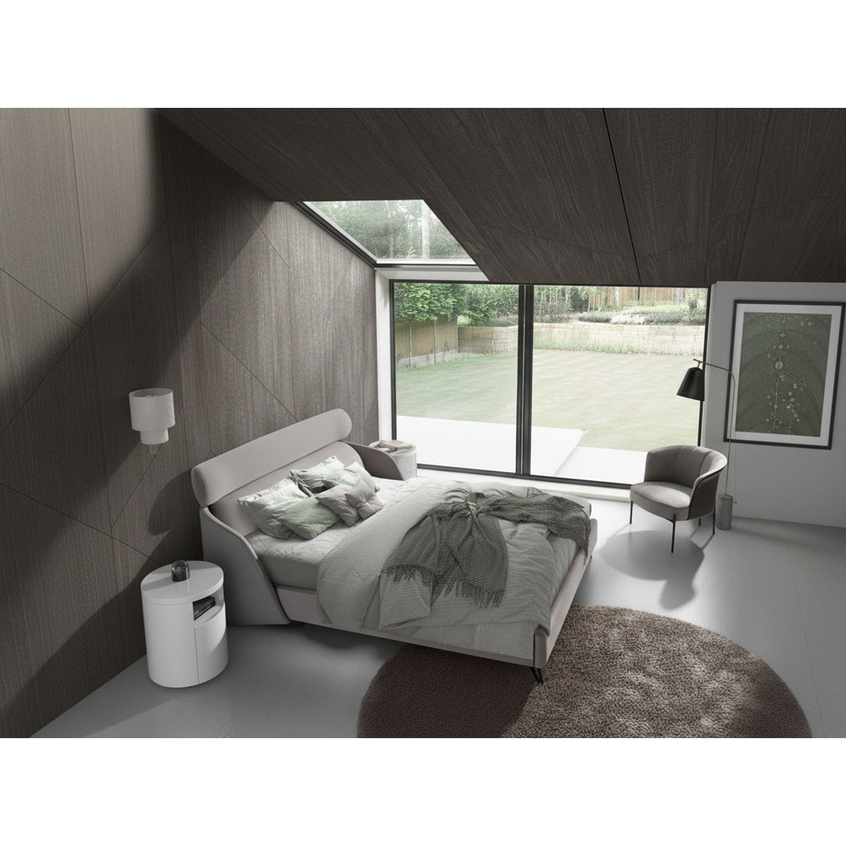 Fauteuil en tissu et similicuir gris | noir, ANGEL CERDA