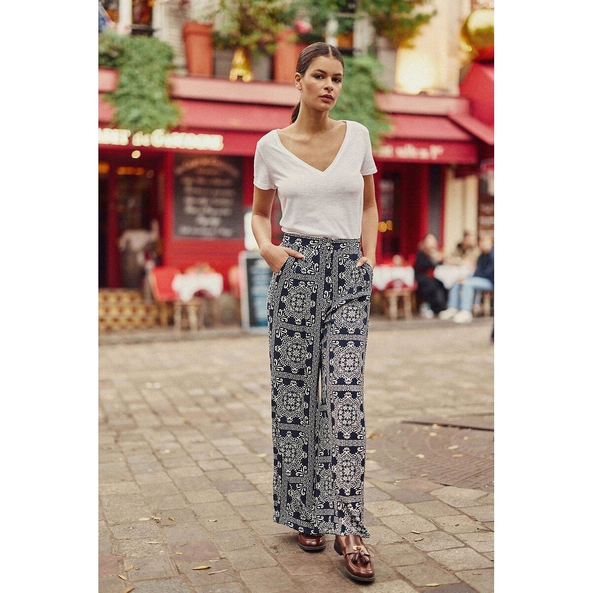 Pantalon large POZO imprimé bleu, LA PETITE ETOILE