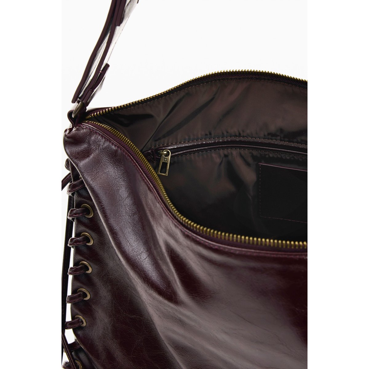 Grand sac brillant tressé marron, DESIGUAL