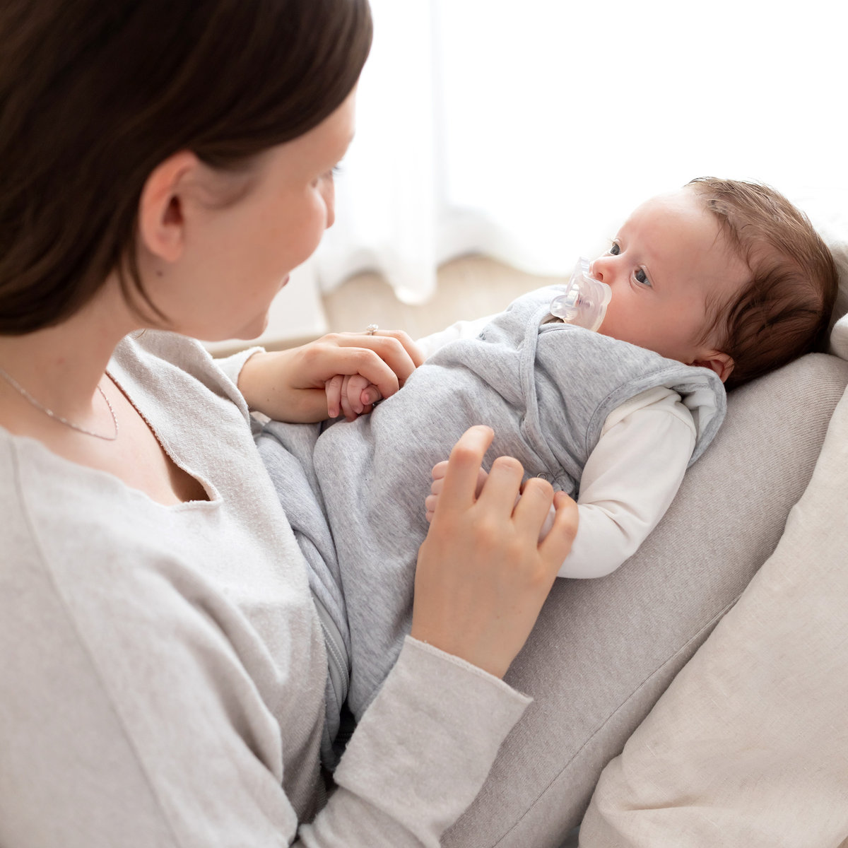 Gigoteuse sans manches mi-saison - TOG 1.5 Petit nid naissance mix grey, BEMINI