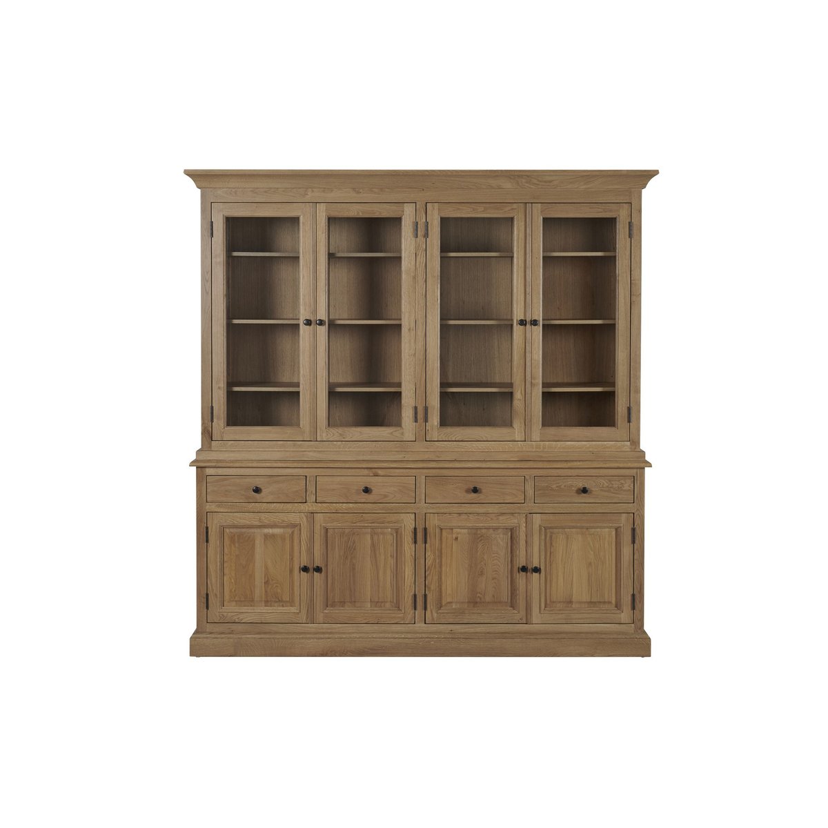Buffet vaisselier en chêne 4 portes vitrées 4 tiroirs 4 portes bois - VICTORIA bois clair, HELLIN, DEPUIS 1862