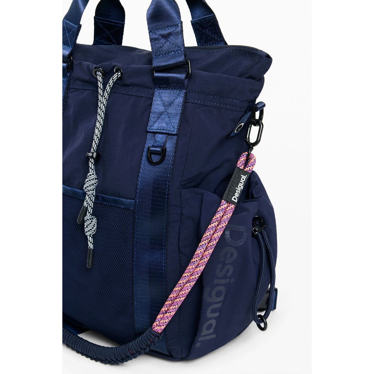 Sac à dos multipositions moyen en nylon bleu, DESIGUAL