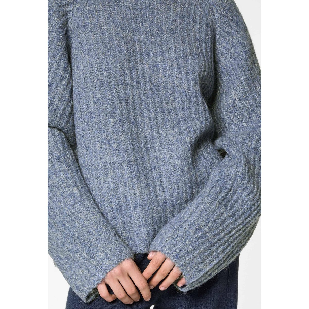 Pull oversize en grosse maille chiné bleu, RODIER