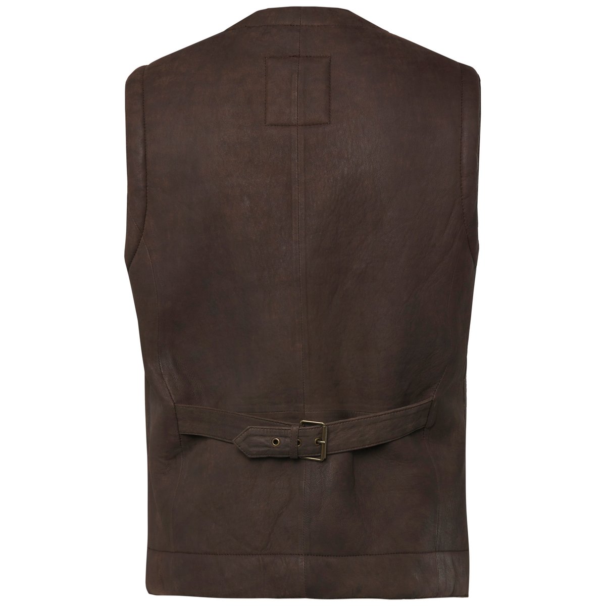 Gilet en cuir véritable, boutons noisette, JP1880