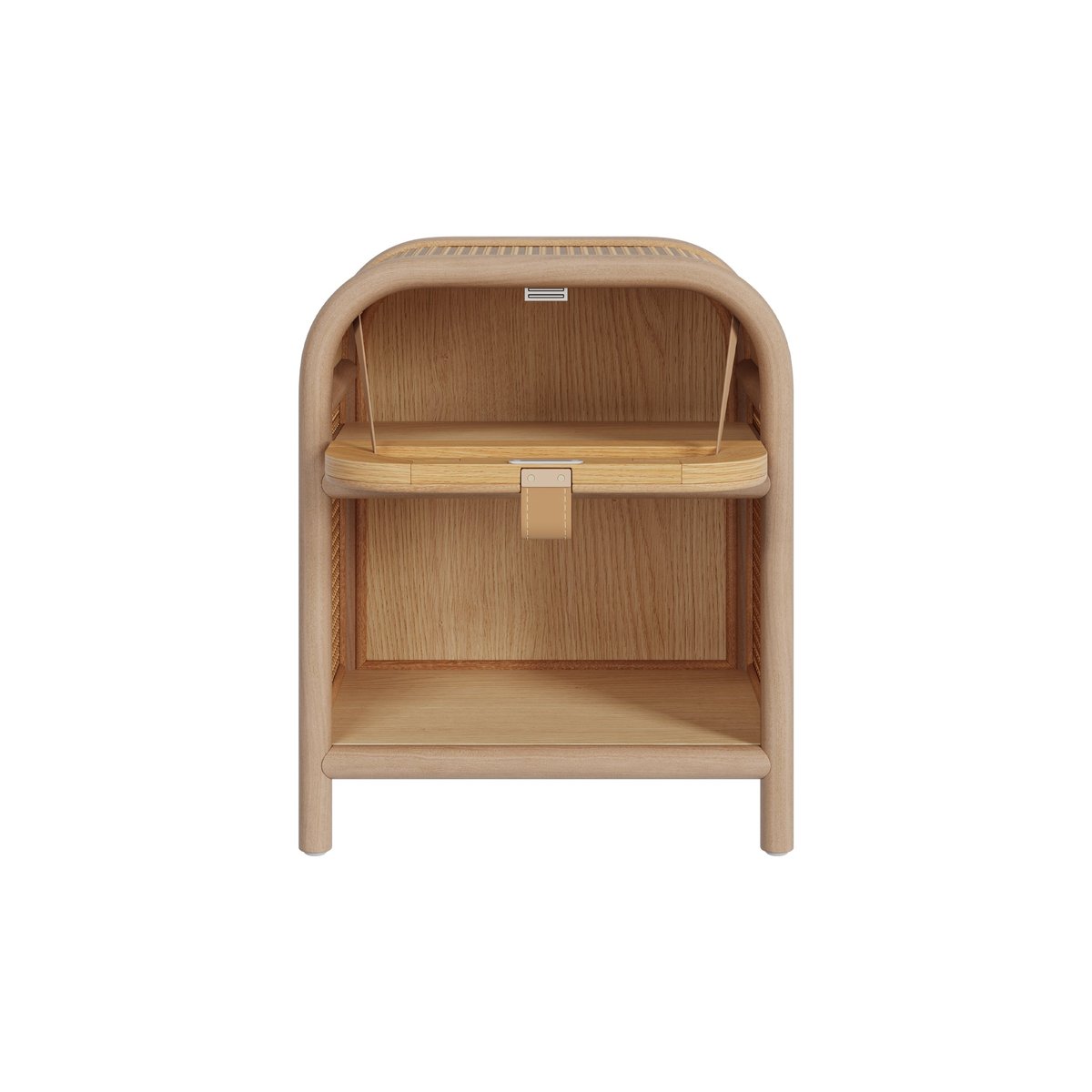 Table de chevet en bois massif, 1 porte et 1 niche - ALATA marron clair, MAISON PAVANE