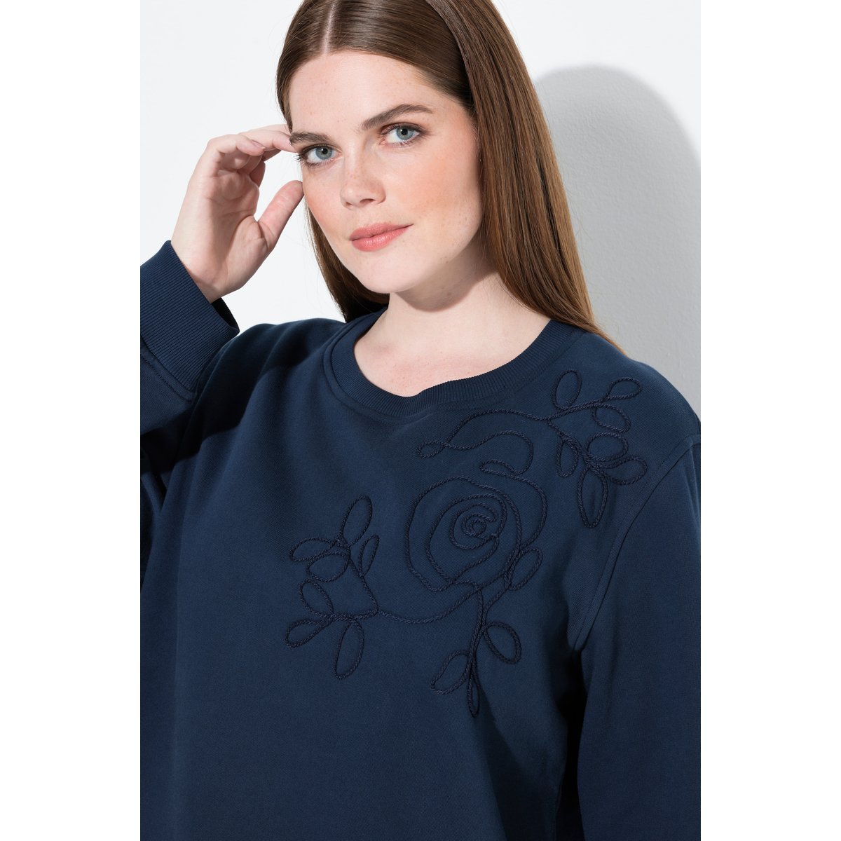 Sweat-shirt en coton bio marine, ULLA POPKEN