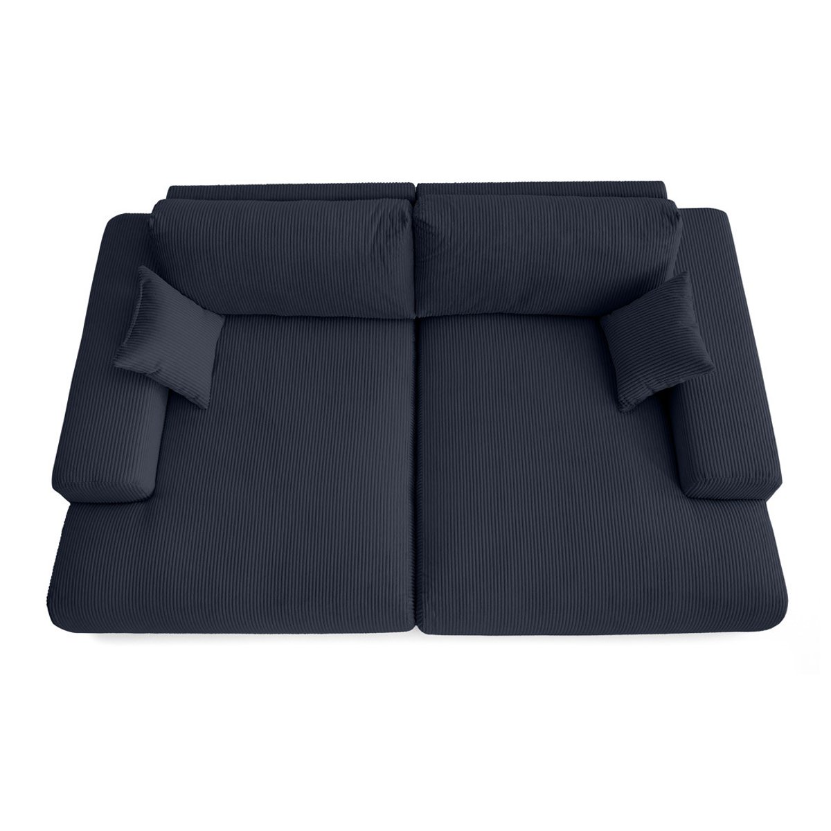 Canapé droit 4 places double méridienne, GARANCE bleu nuit, BEST MOBILIER