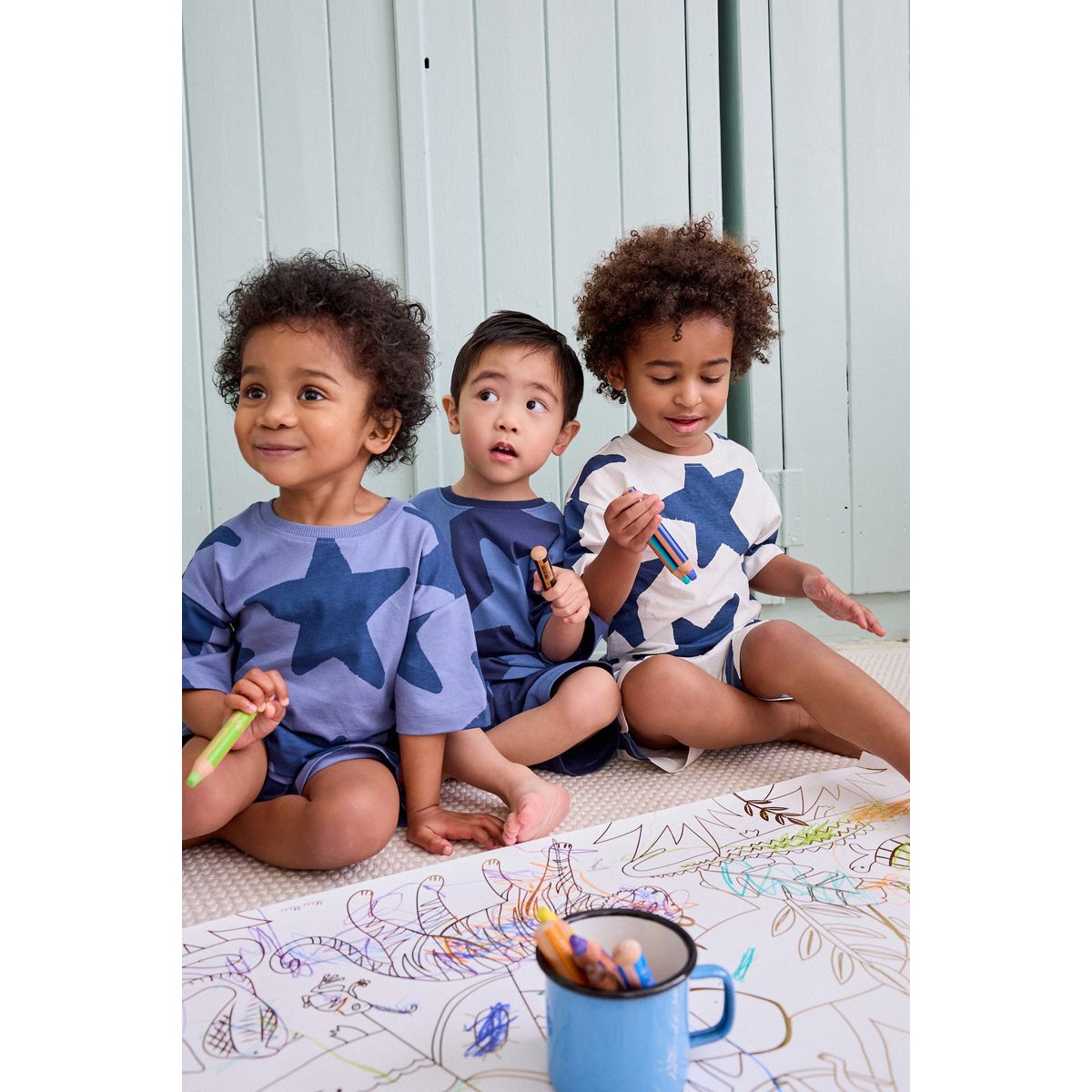 Pyjamas shorts coupe classique, lot de 2 étoiles marine/blanches, NEXT
