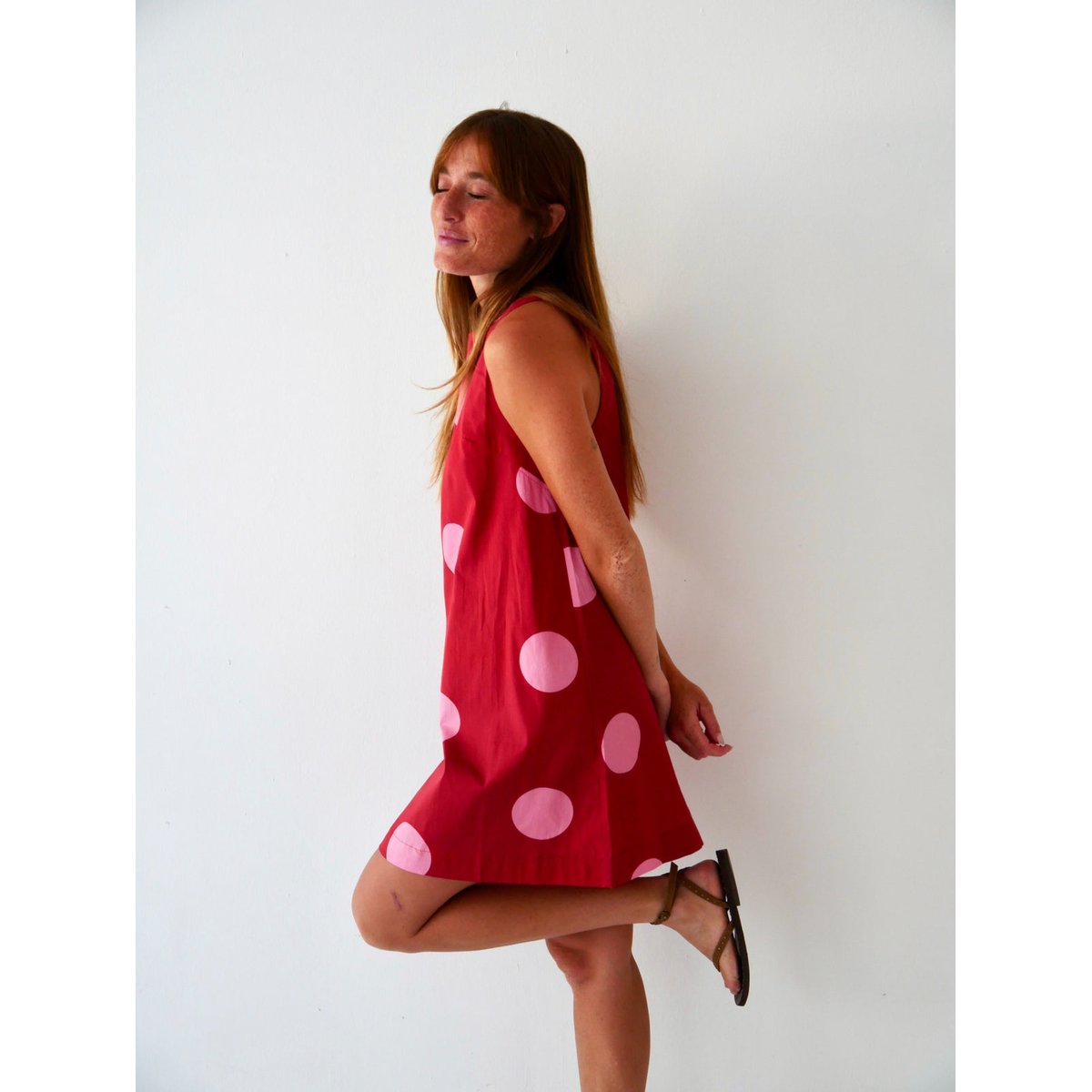 Robe courte à pois MACARENA bordeaux / rose, MINDTRAVELER