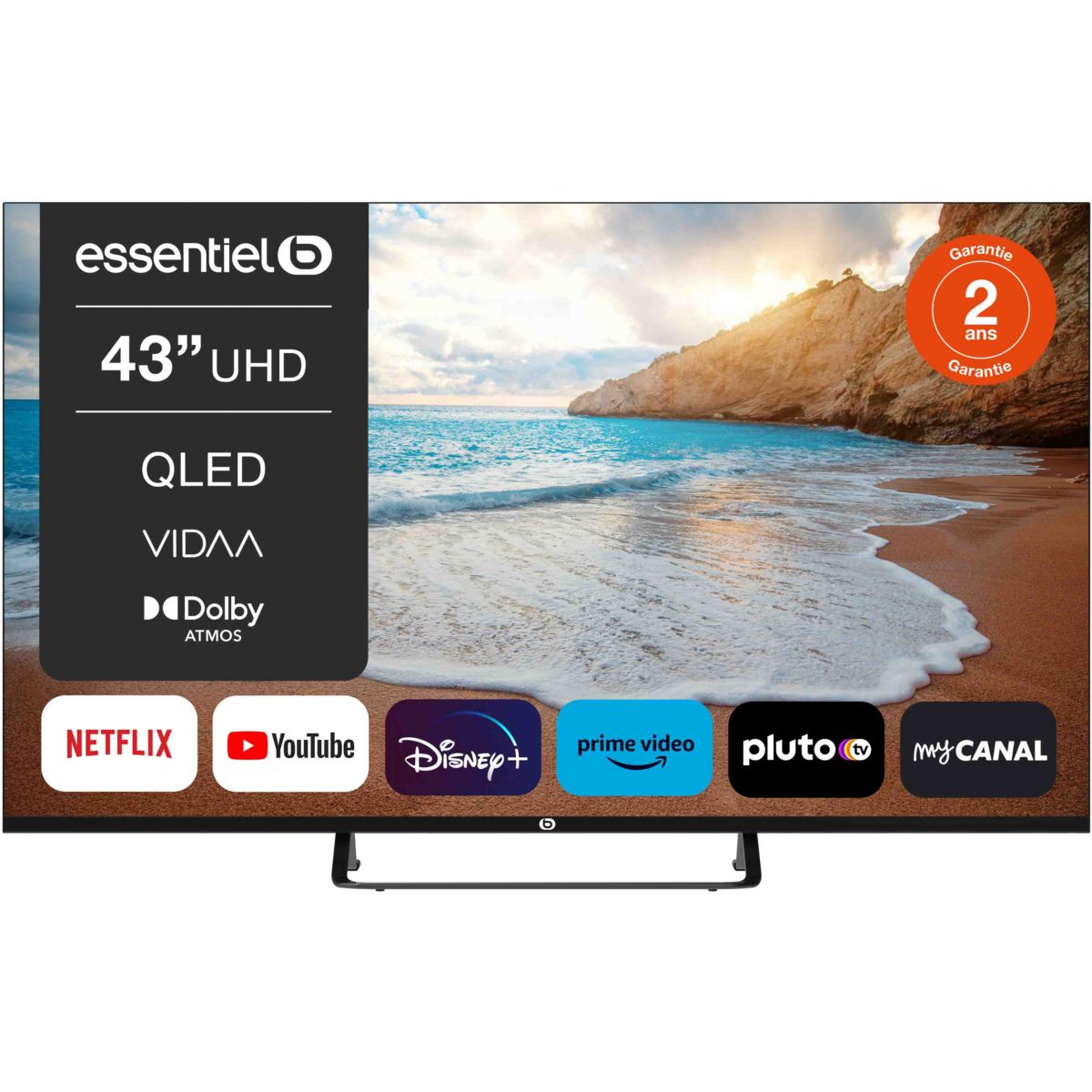 TV QLED 43QLED306W (2024) 43" (109 cm) 4K - Smart TV, coloris blanc couleur unique, ESSENTIEL B
