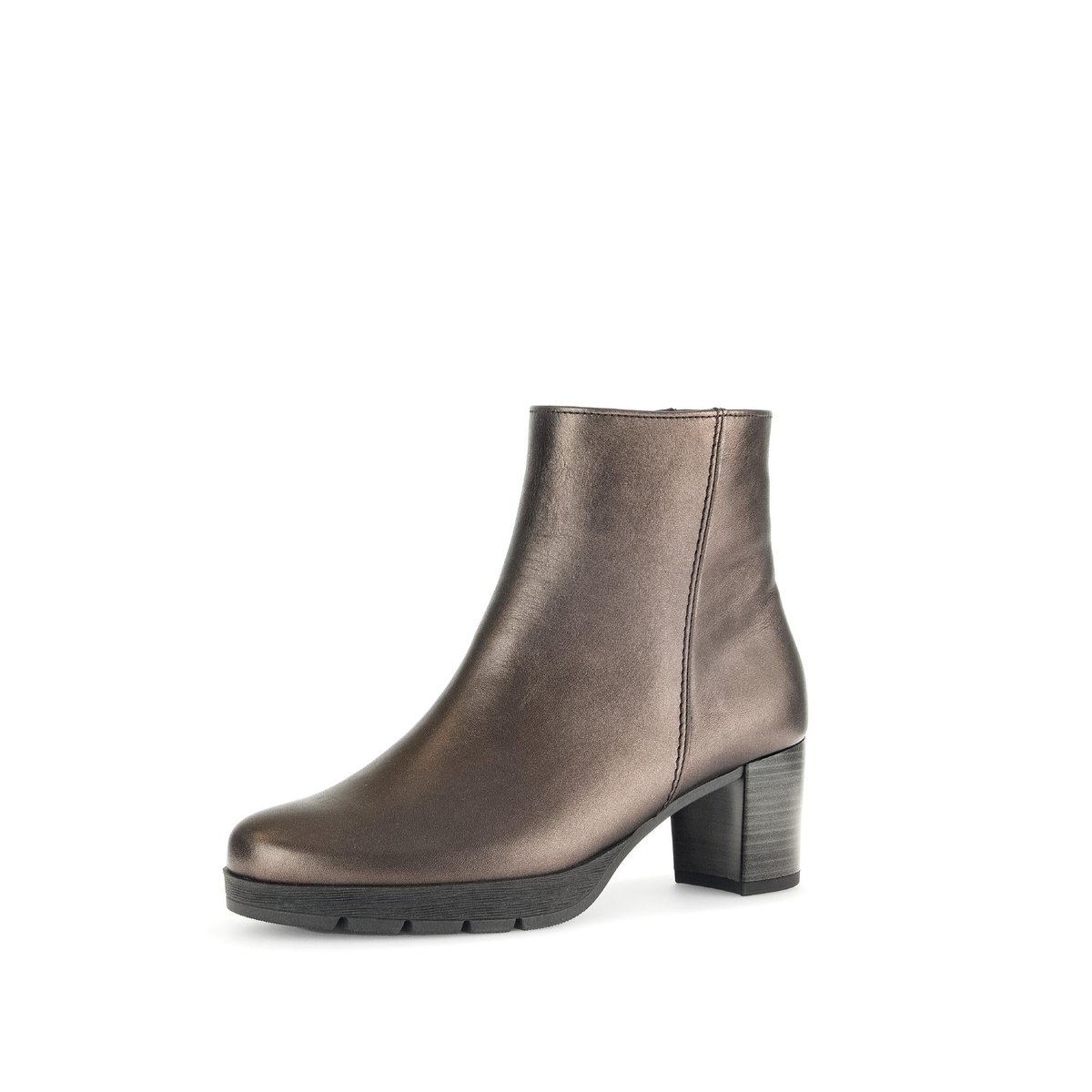Bottines en cuir lisse à talon décroché argent, GABOR