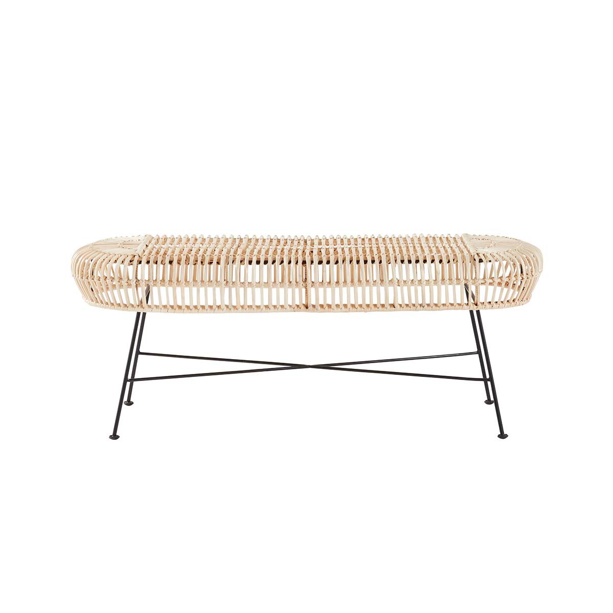 Banc en rotin et métal 120 cm BOHEMA naturel, BERAH GETAH