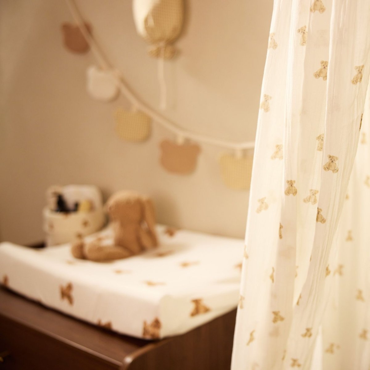 Ciel de lit blanc, beige, marron, JOLLEIN