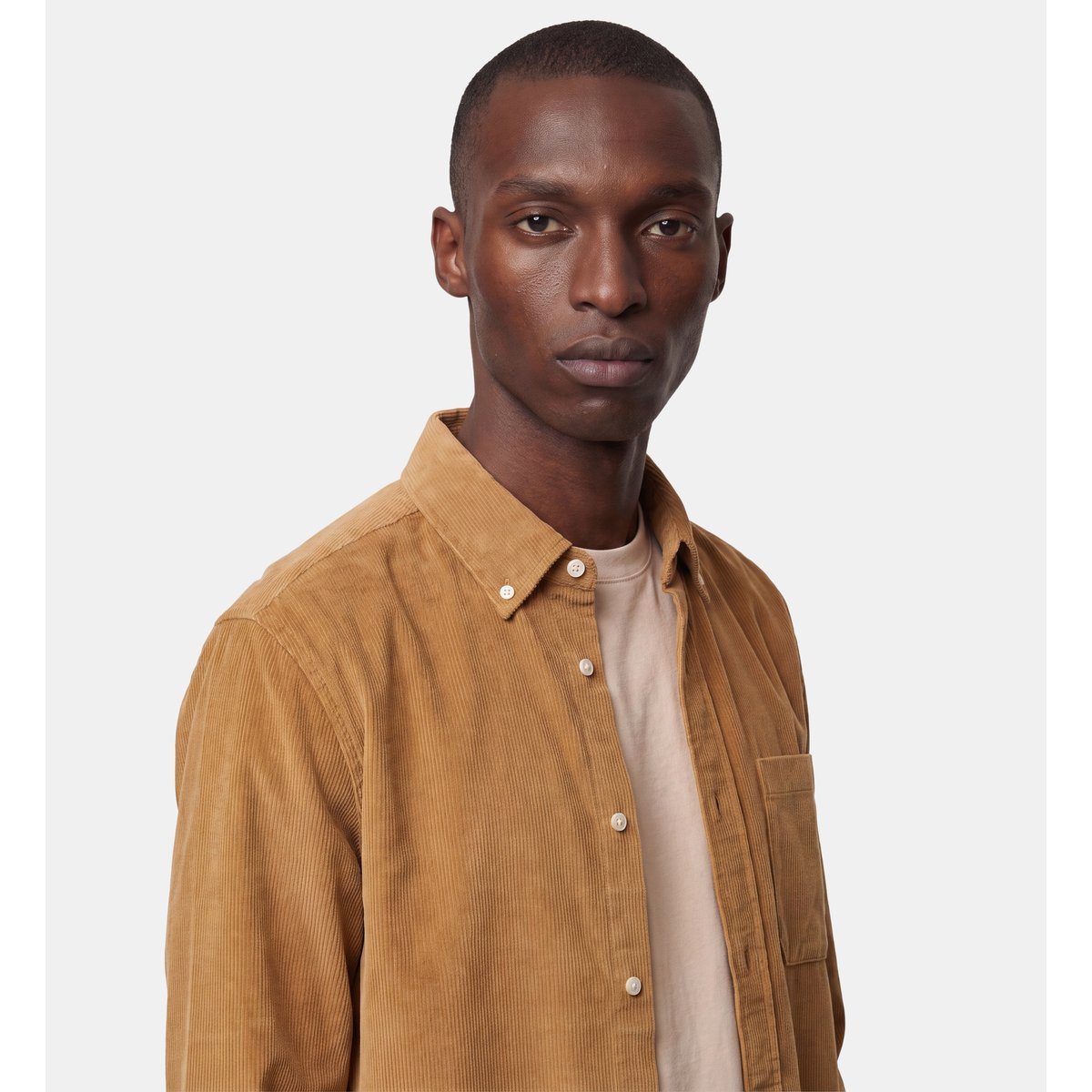 Chemise droite nircord coton jaune moutarde, GALERIES LAFAYETTE