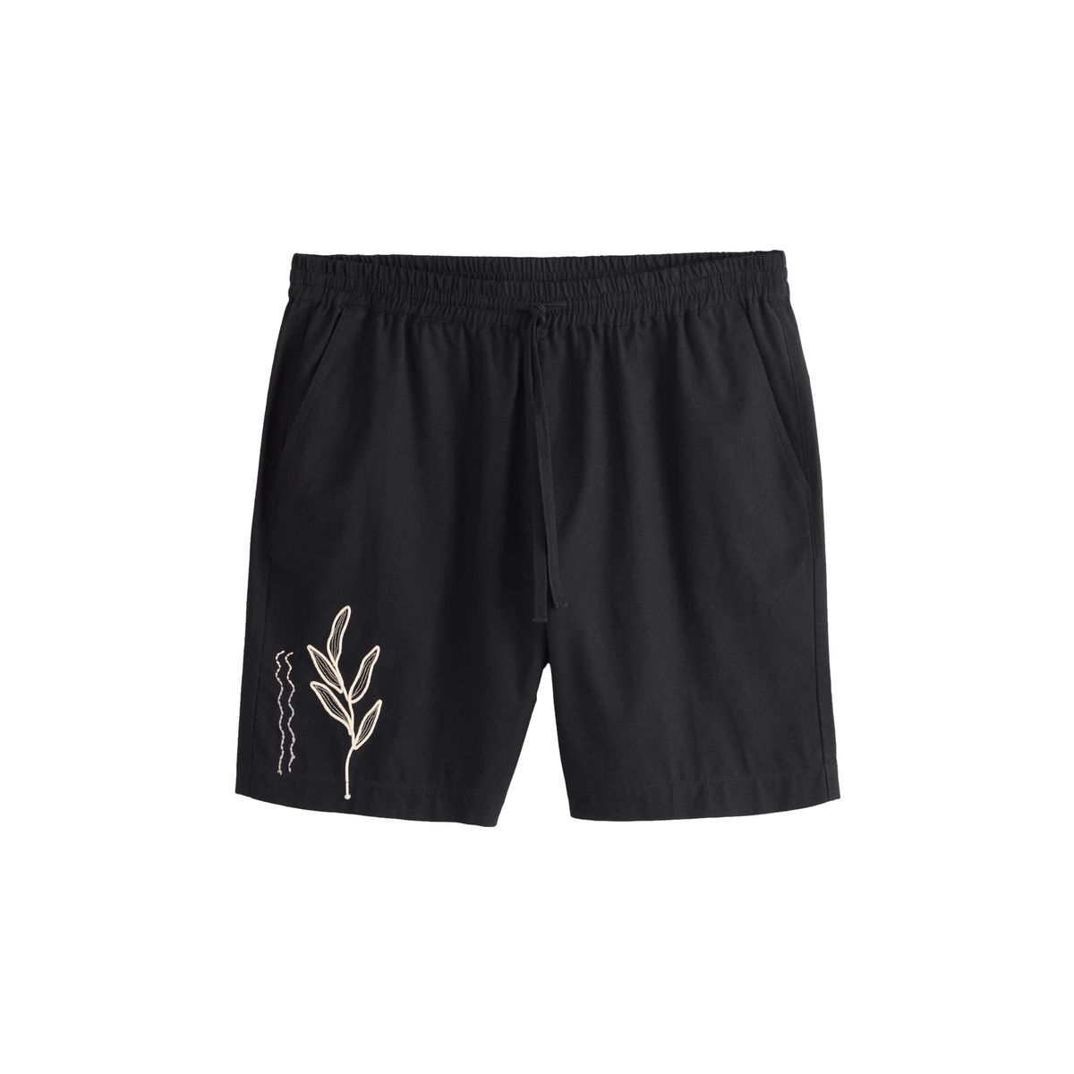 Short brodé à cordon de serrage la taille noir, NEXT