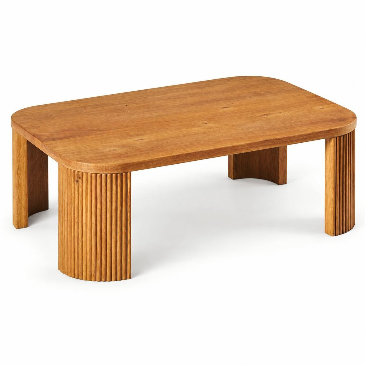 Table basse design chêne rainuré IENA bois naturel, PIER IMPORT