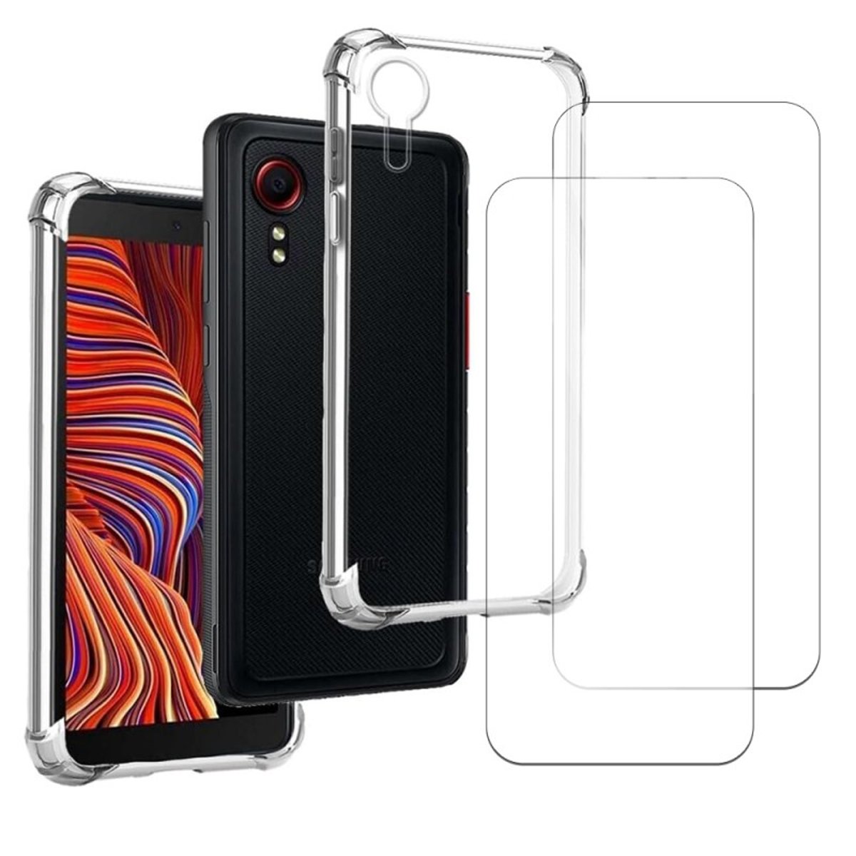 Coque Galaxy Xcover 5 antichoc + 2 vitres transparent, EVETANE