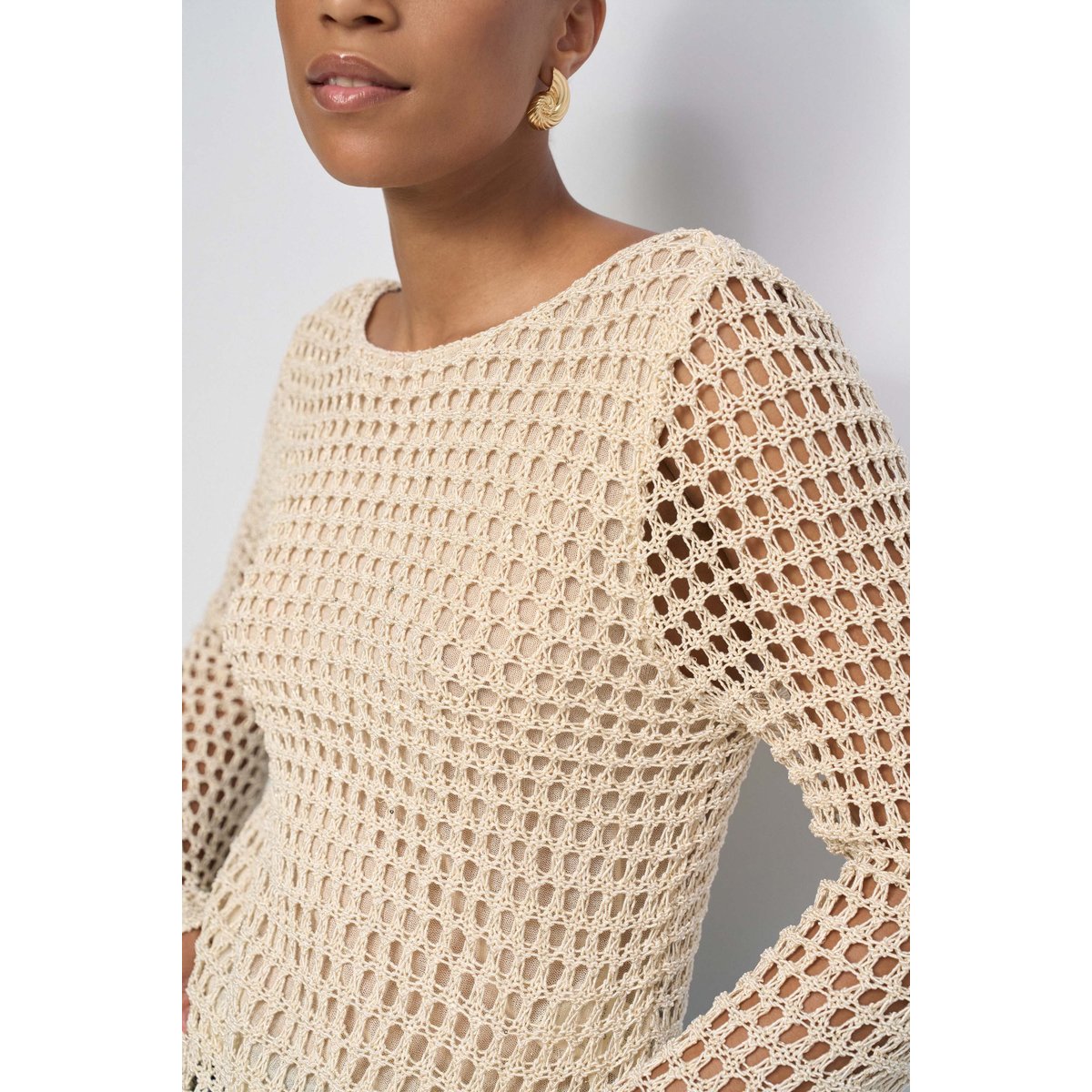 PULL EN MAILLE AVEC Fil textile beige, SALSA JEANS