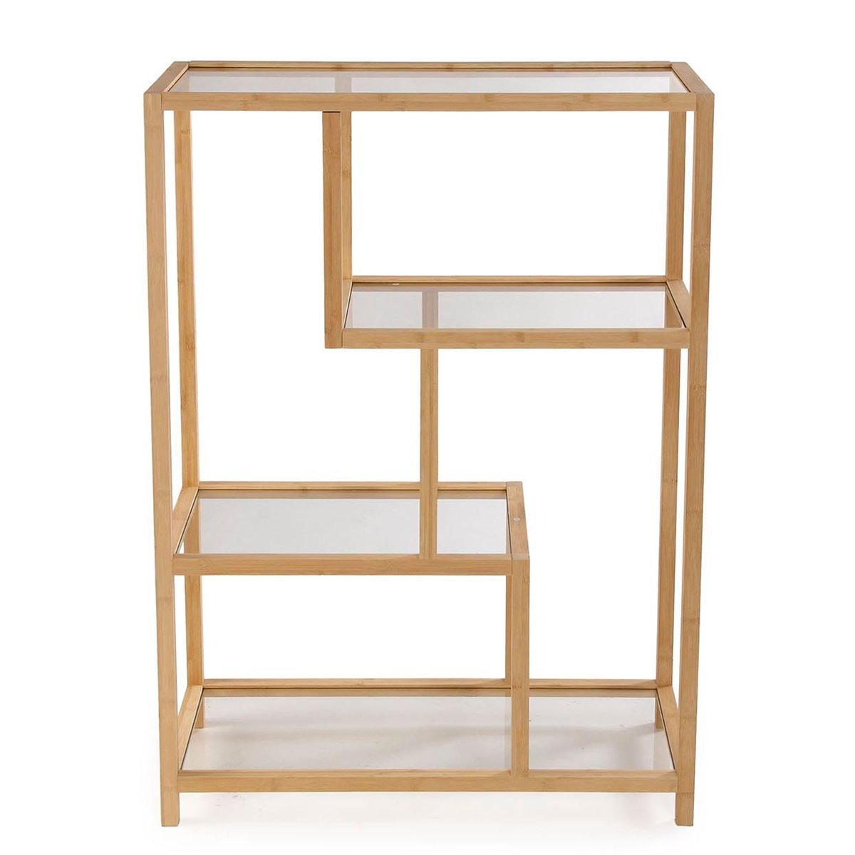 Étagère design bambou et verre 77x34x111cm bois, VERSA