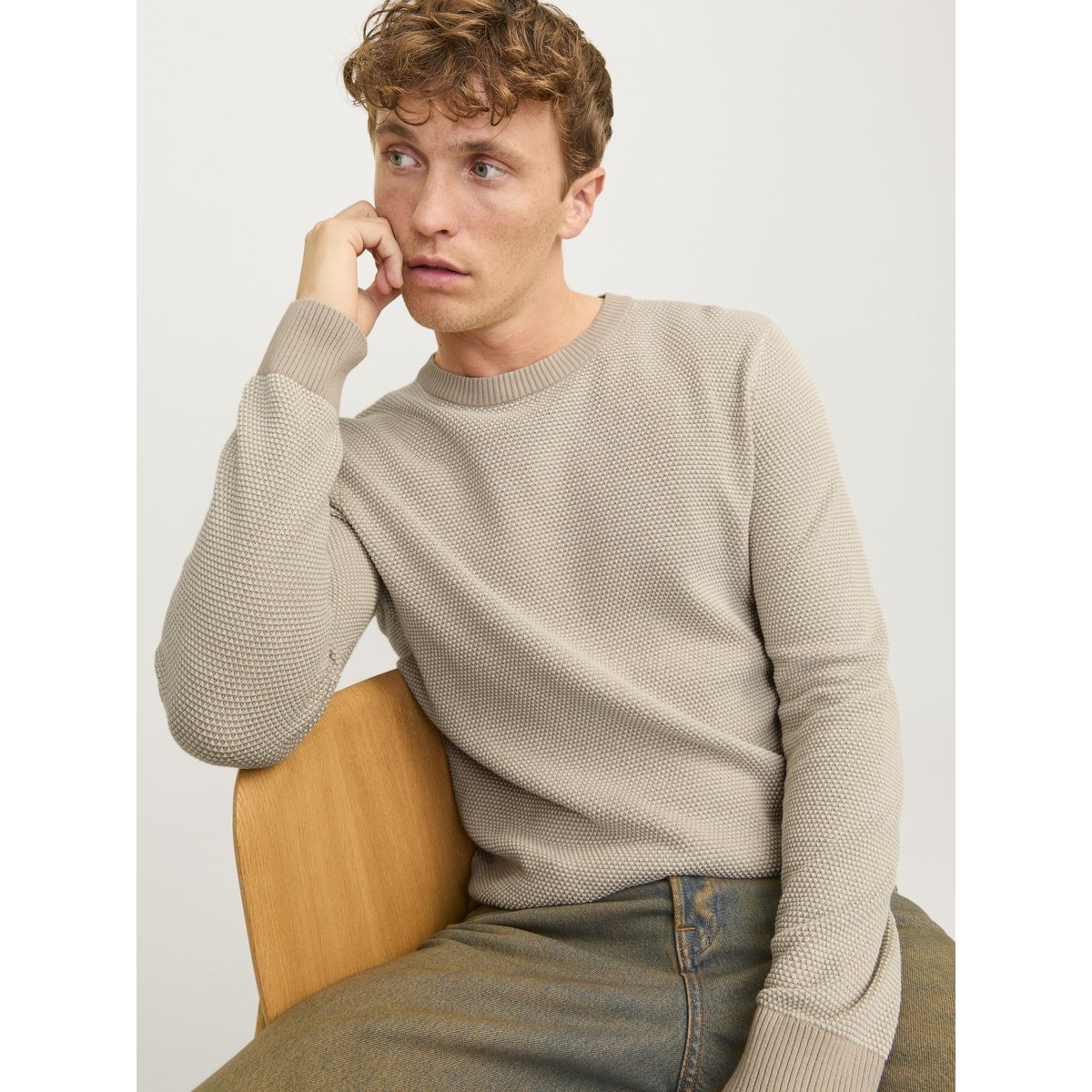 Pull En Maille oatmeal, JACK & JONES