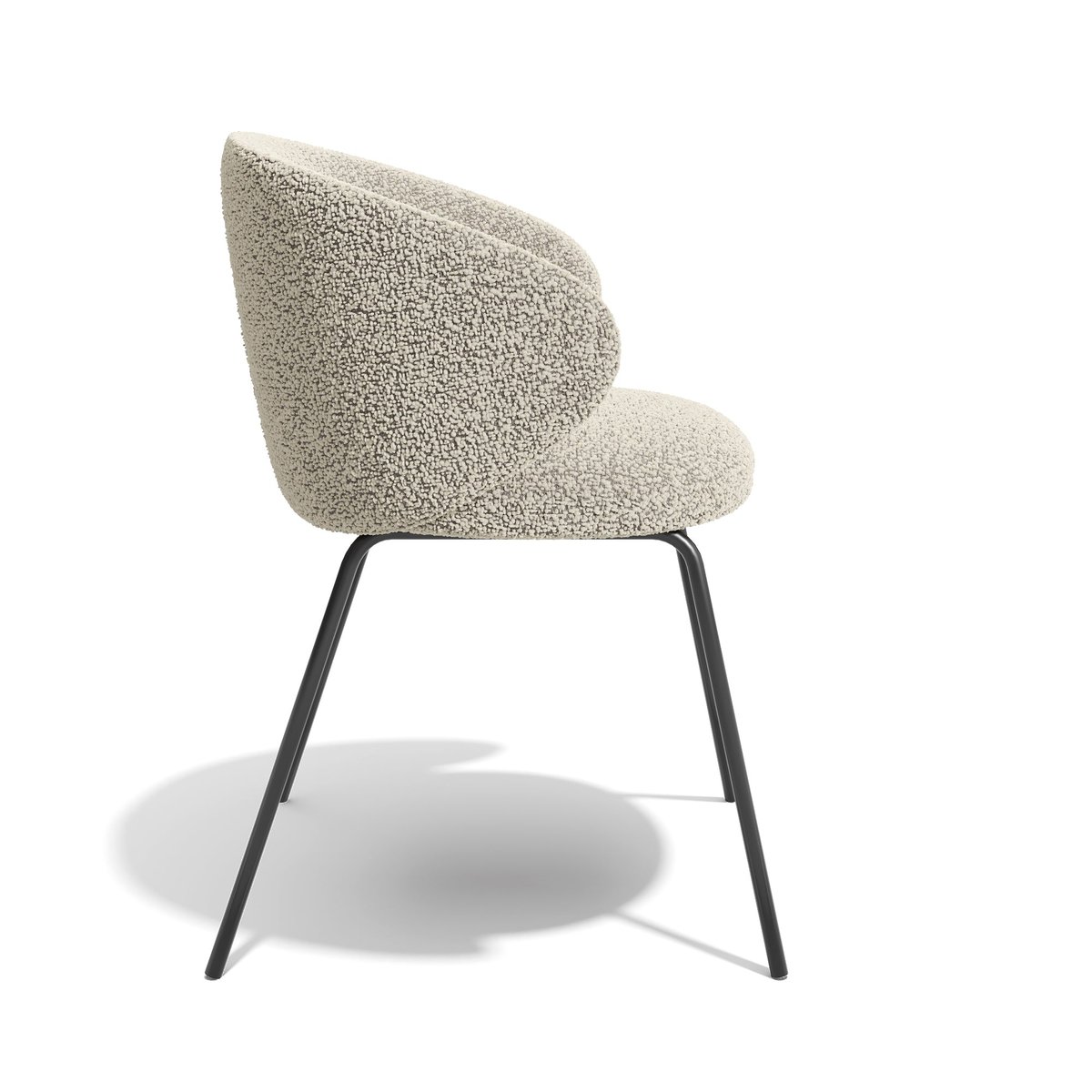 Lot de 2 chaises en tissu bouclette LUNA beige, SIA HOME