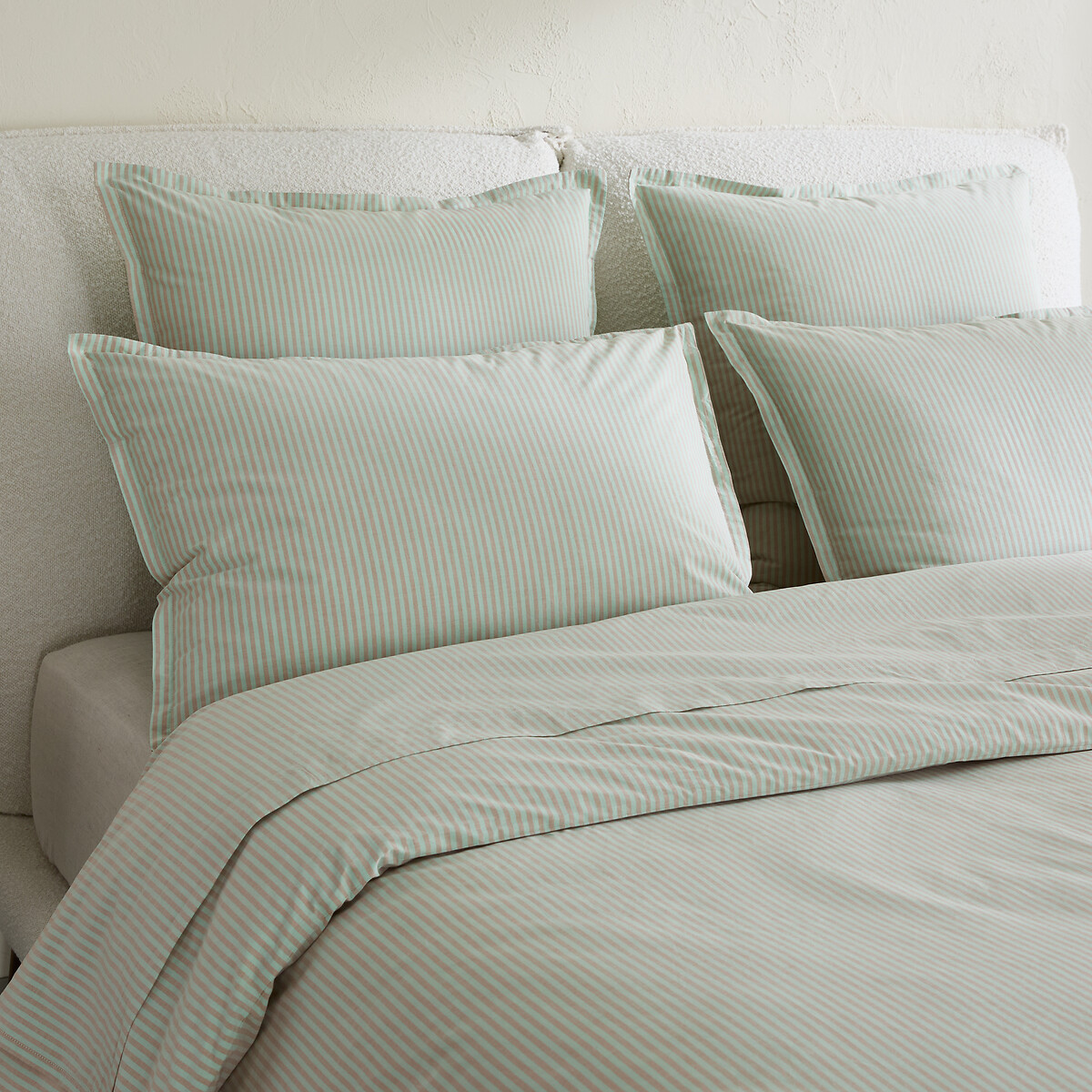 Valli Washed Percale Pillowcase mint/bronze stripe, AM.PM
