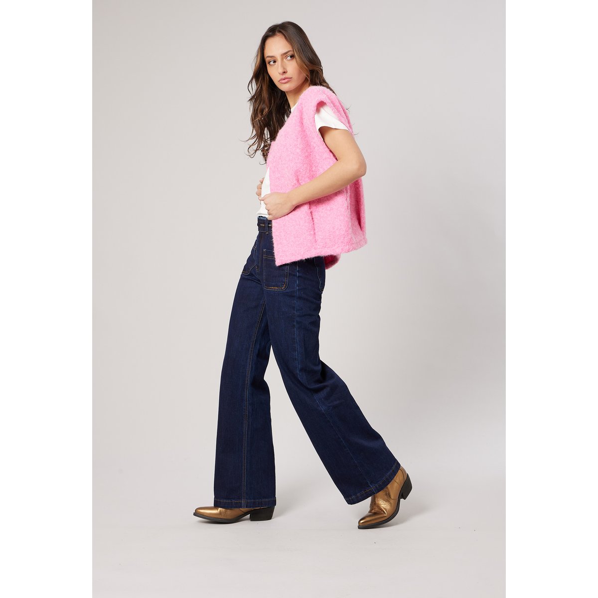 Gilet ample sans manches femme SLOANE rose, DEELUXE