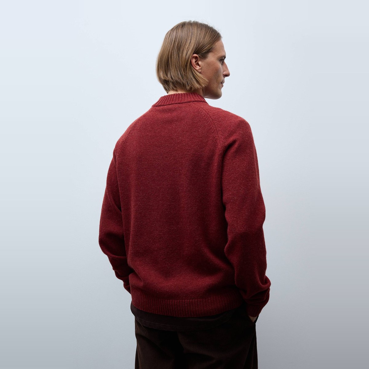 Pull col rond en laine russet, MONOPRIX