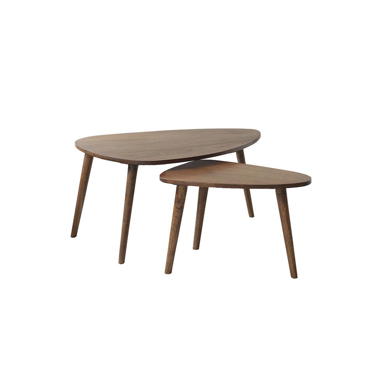 Lot de 2 tables basses gigognes en bois massif BRUNE marron, BERAH GETAH