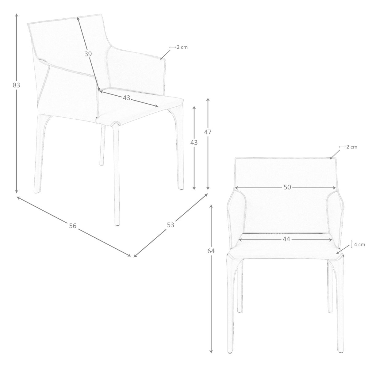 Chaise en cuir régénéré taupe, ANGEL CERDA