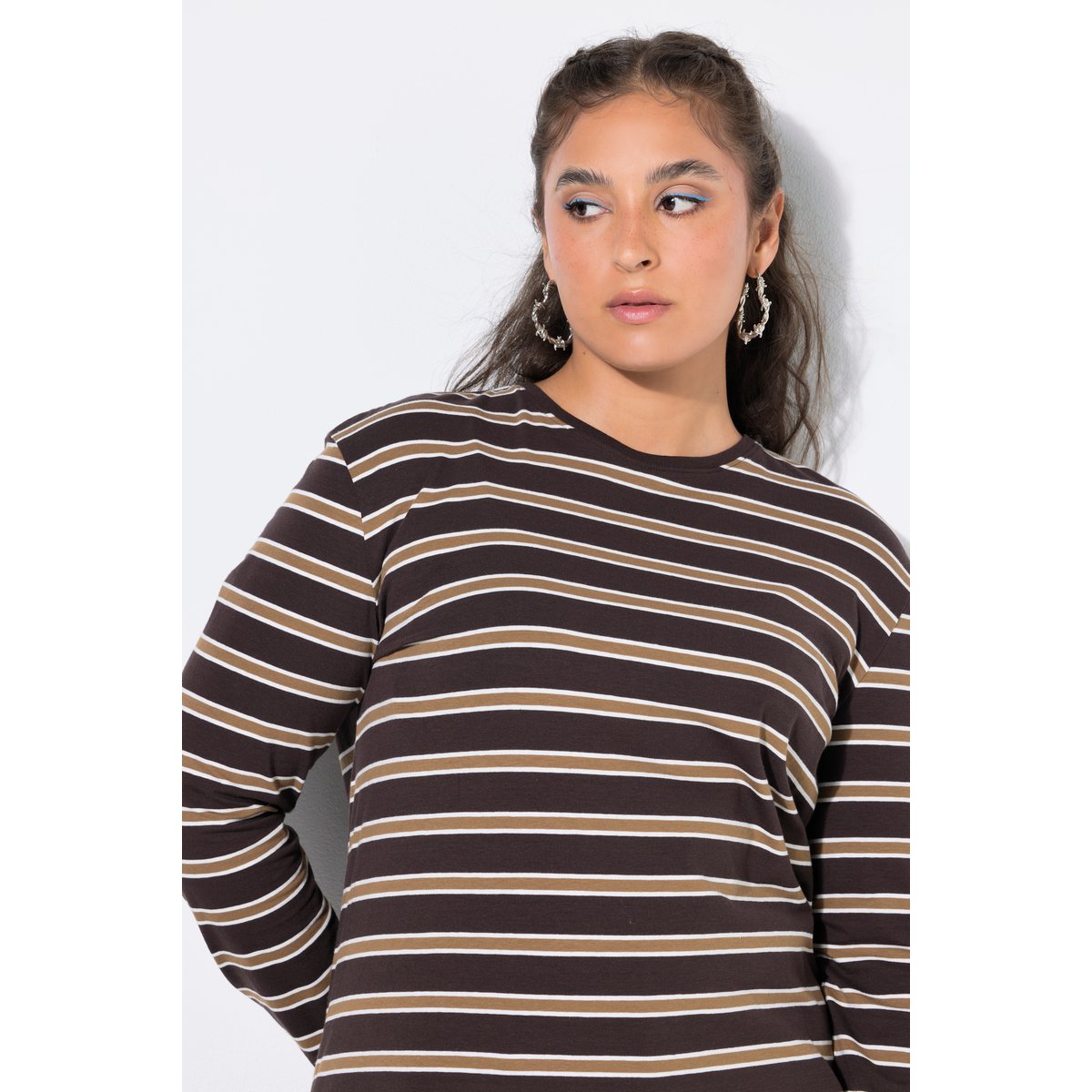 T-shirt à manches longues, coupe classique marron pin, STUDIO UNTOLD