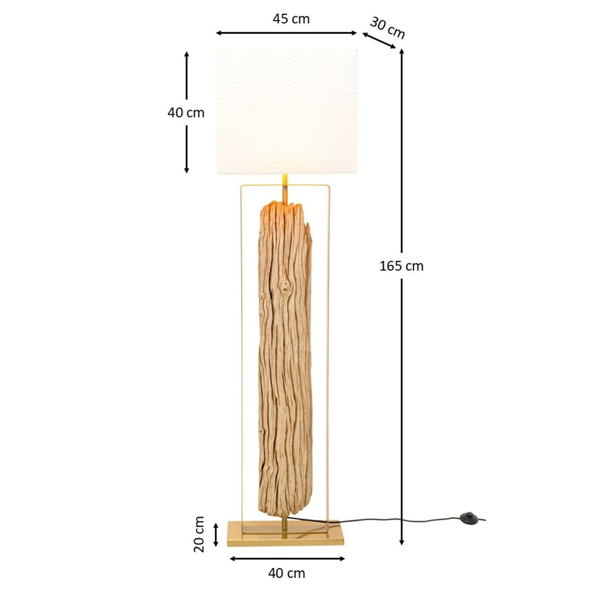 Lampadaire en bois flotté et coton, NATURE bois, KARE DESIGN