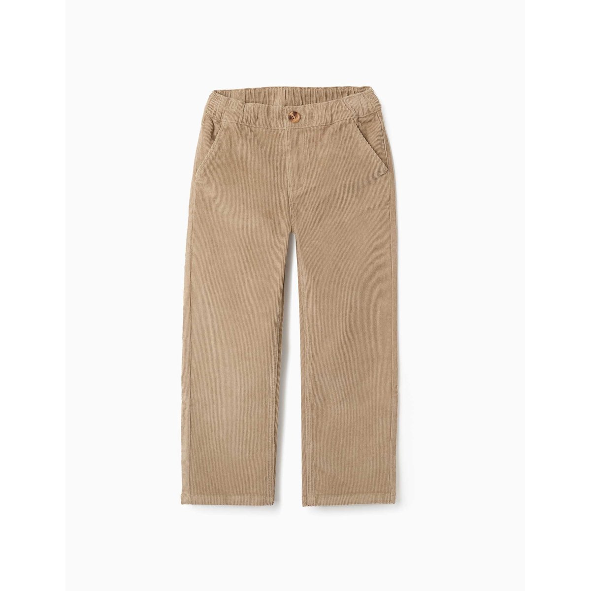 Pantalon chino à coupe droite en velours côtelé beige, ZIPPY