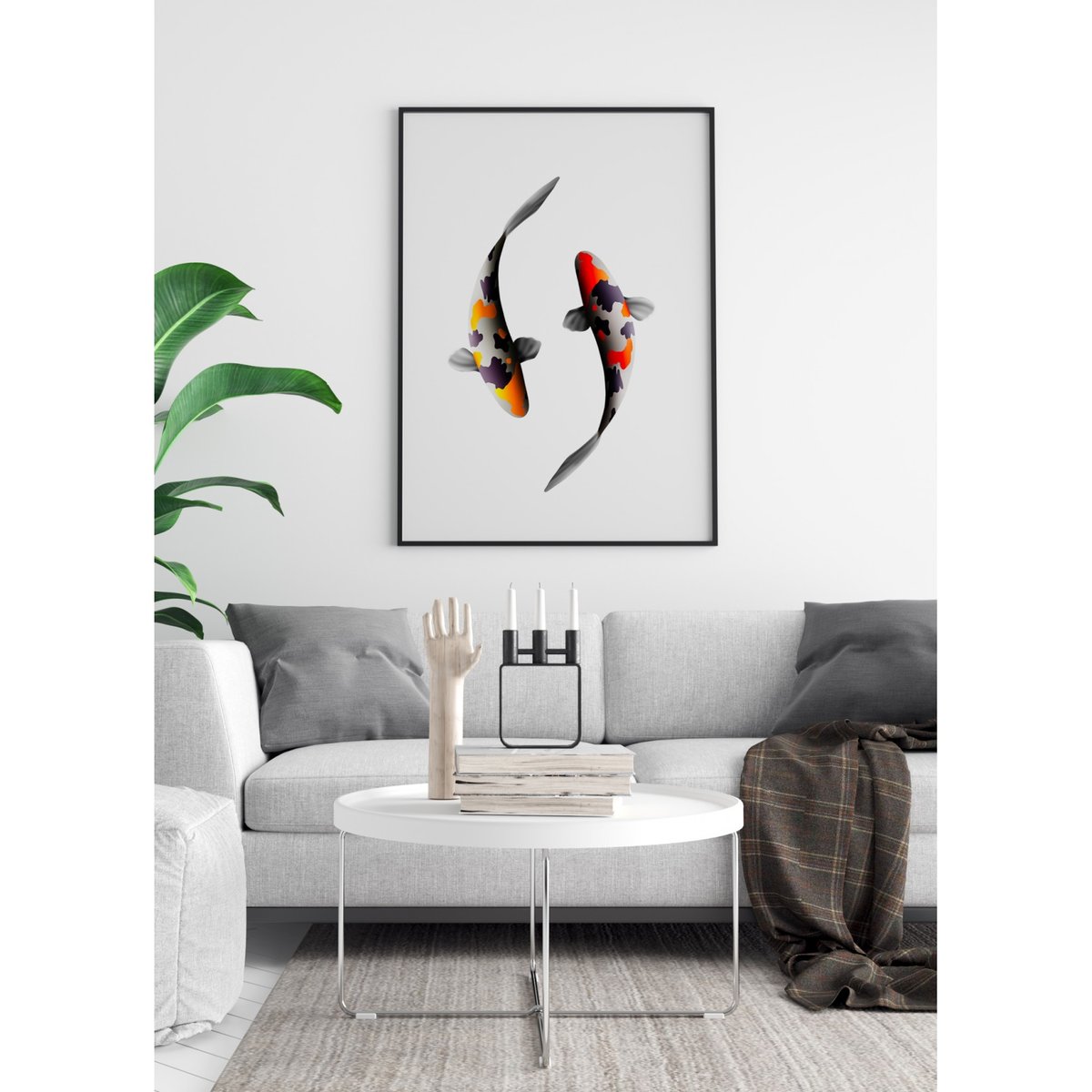 Poster Carpes Koi blanc, L'AFFICHERIE