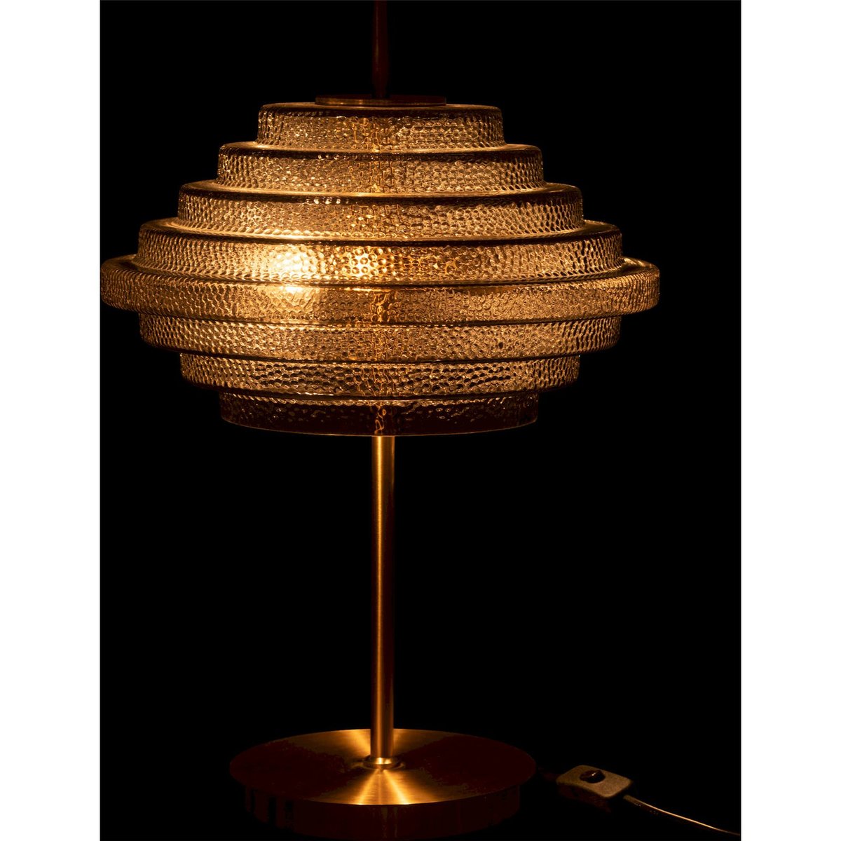 Lampe de table LED en verre et métal doré et verre fumé argenté, RECOLLECTION