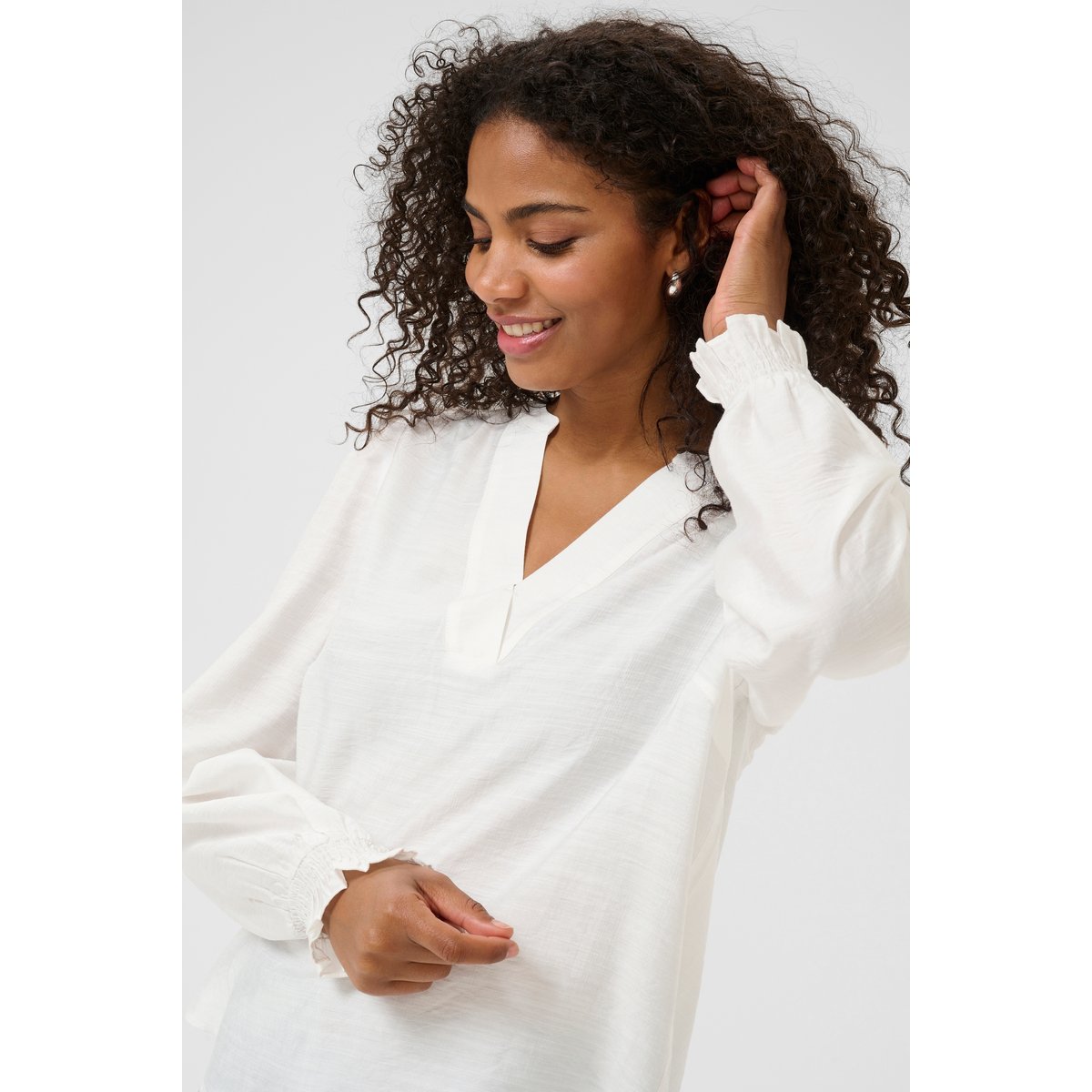 Blouse with long sleeve blanc chalk, KAFFE