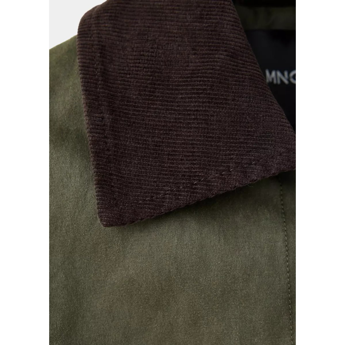 Veste avec col en velours côtelé kaki, MANGO