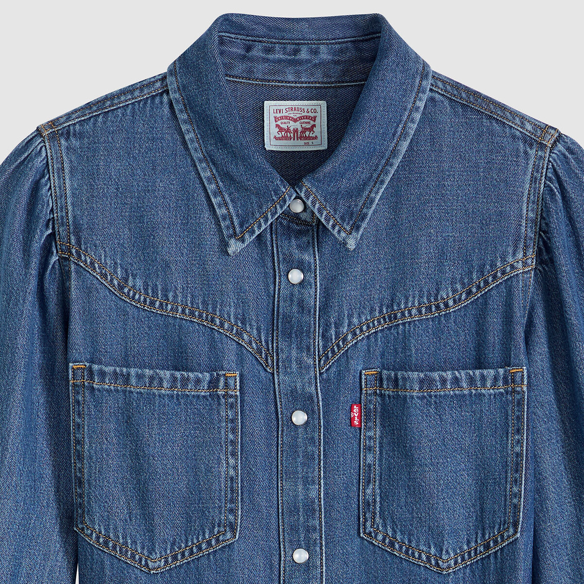 Robe midi chemise manches longues bleu denim, LEVI'S