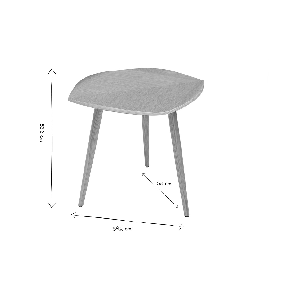 Table d'appoint forme de feuille bois clair L60 cm PHYLL frêne, MILIBOO