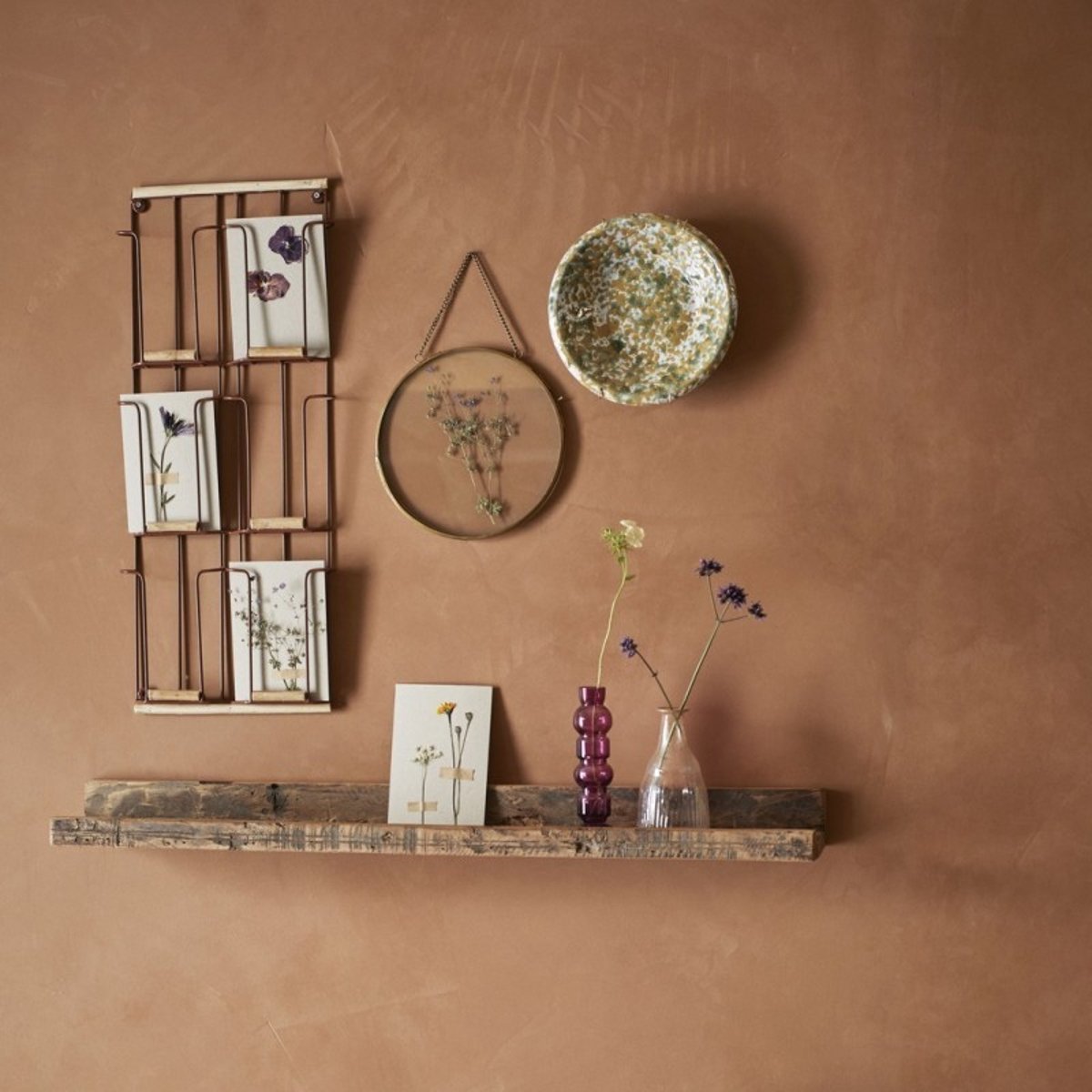 Etagère murale étroite bois recyclé rustique bois foncé, MADAM STOLTZ