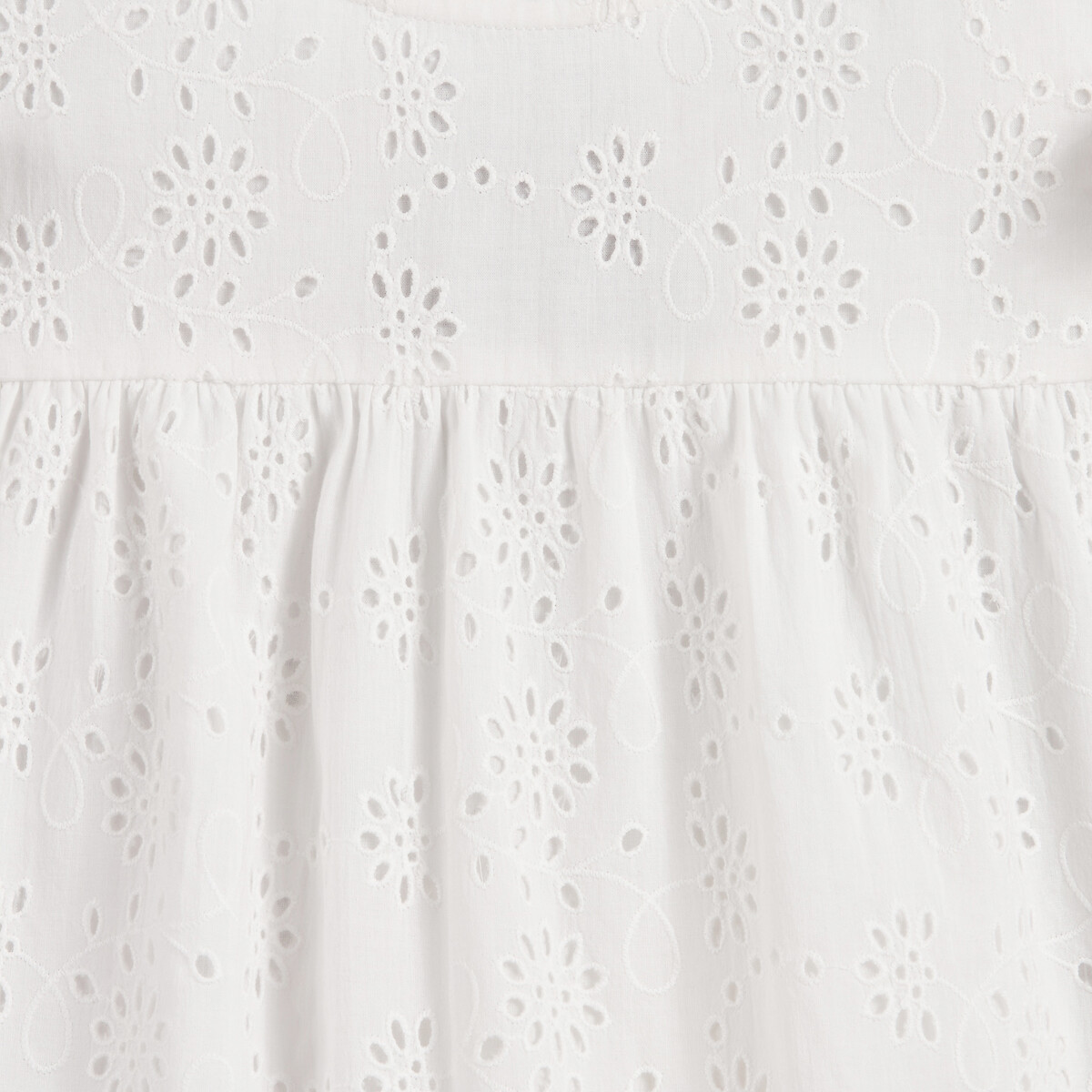 Blouse en broderie anglaise, avec volants blanc, LA REDOUTE COLLECTIONS