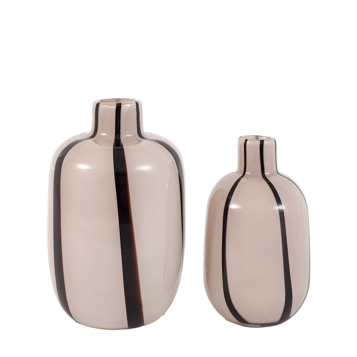 Set of 2 Linea Stripe Glass Vases in Monochrome silver-coloured, ÉDITÉ